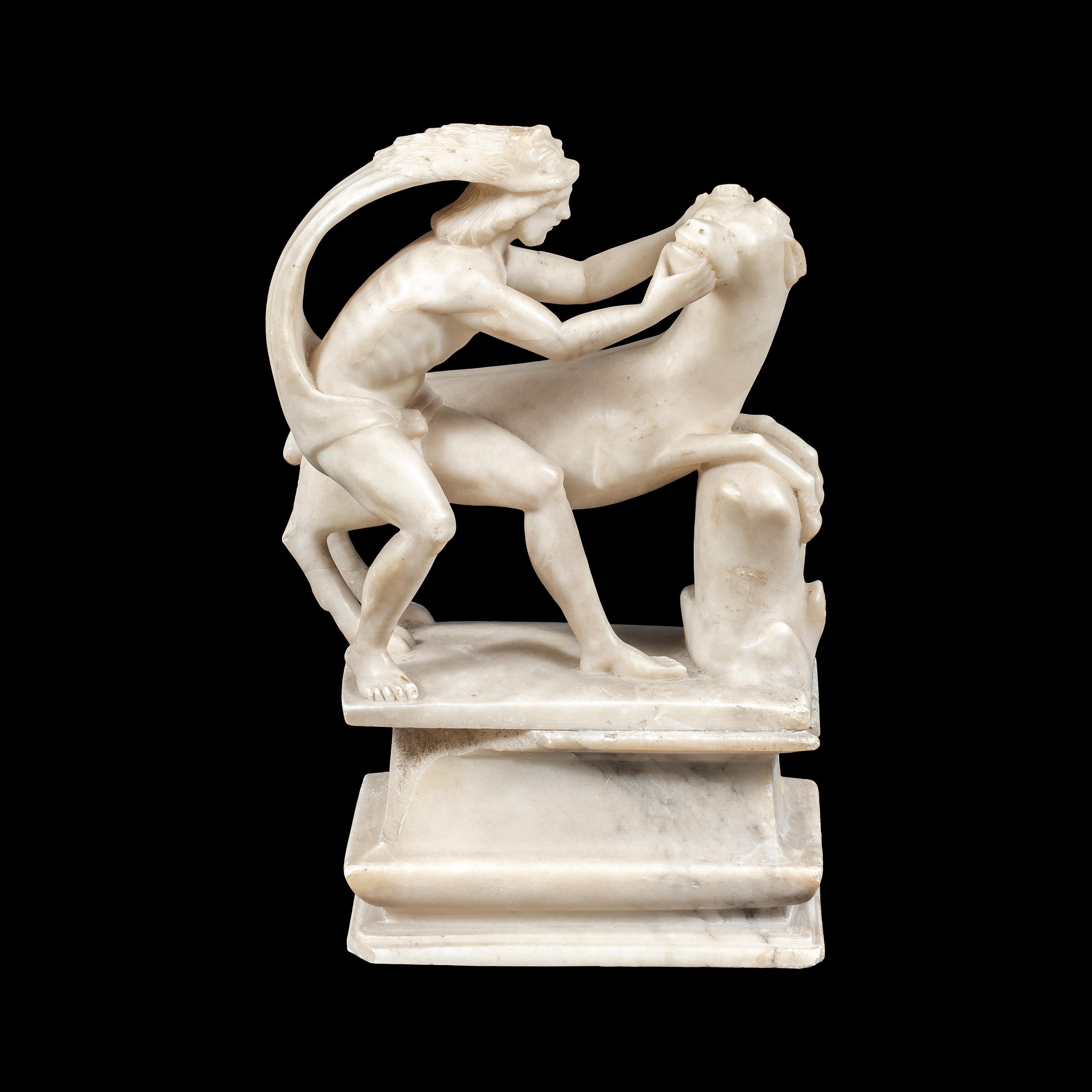 Nude Sculpture de Unknown - Escultor barroco romano - Escultura de alabastro del siglo XVII - Hércules Toro cretense