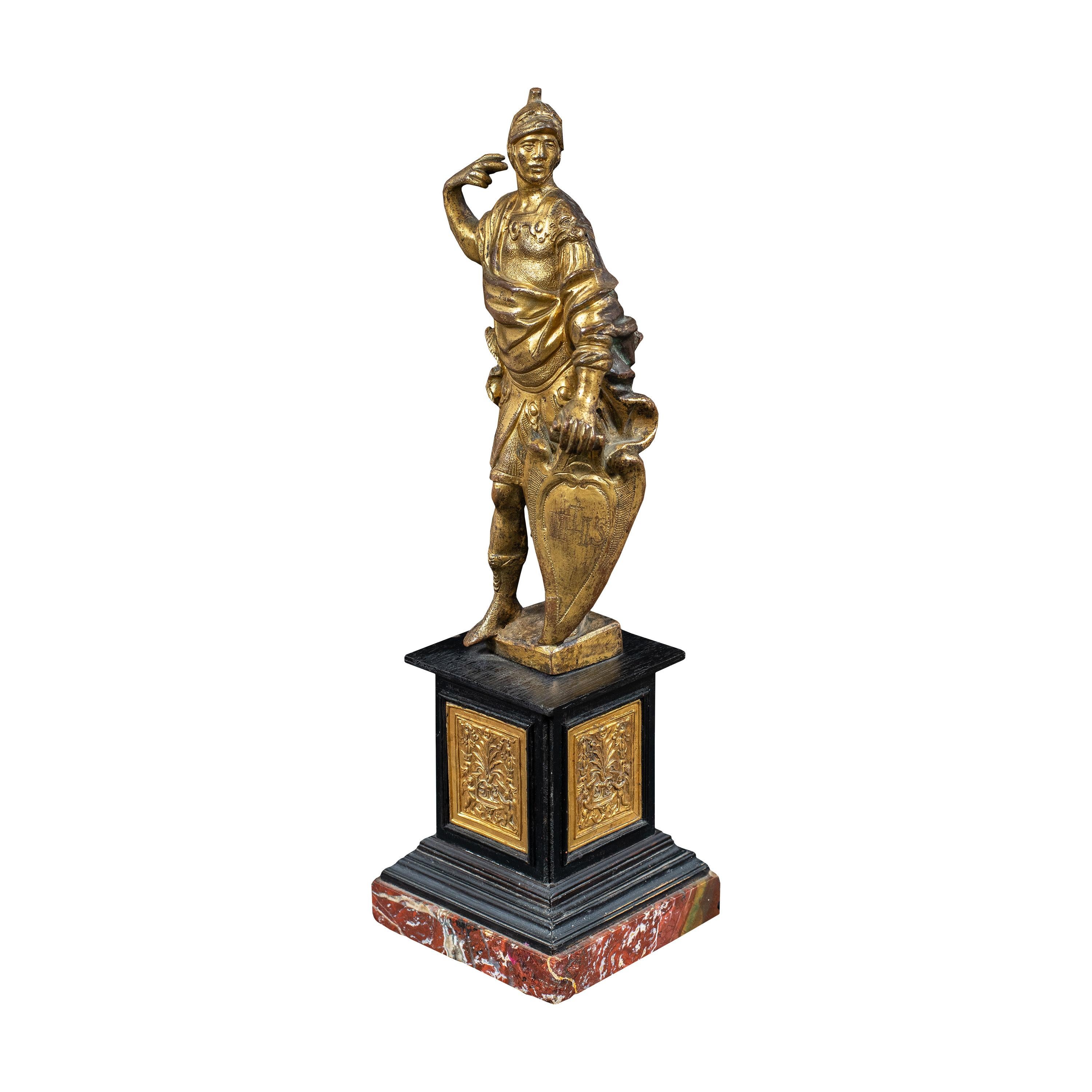 Baroque Roman sculptor - 17th century bronze  sculpture - Mars Warrior - Gold Figurative Sculpture by Unknown