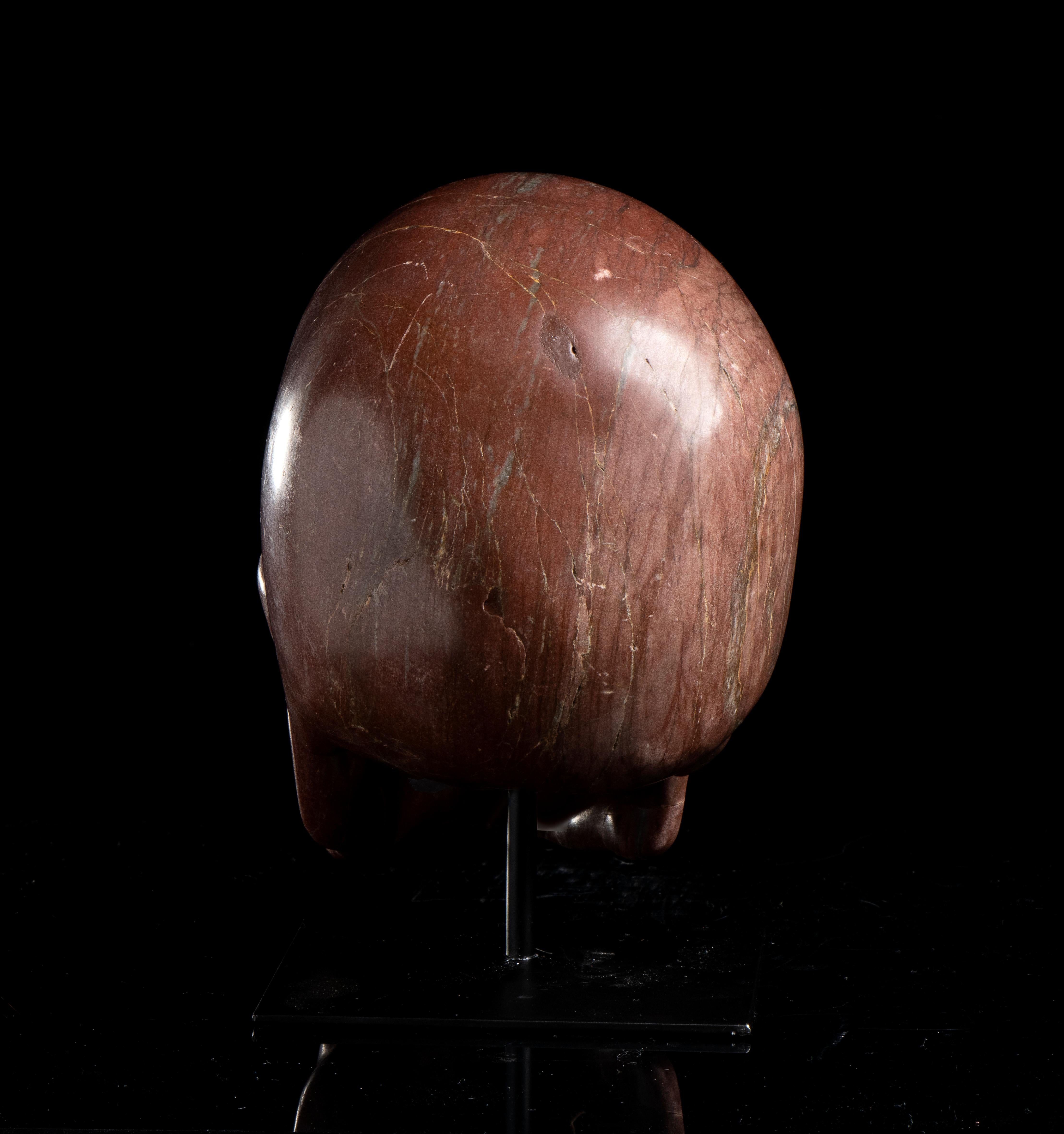 Sculpture baroque d'un crâne en marbre Vanitas Rosso Antico Italie 19e 3