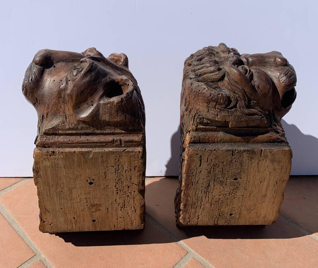 Scultore barocco veneziano - Coppia di leoni in legno del XVII secolo in vendita 12