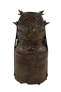 Antique "Benin Queen's Head Nigeria, " Bronze created in Africa circa 1900