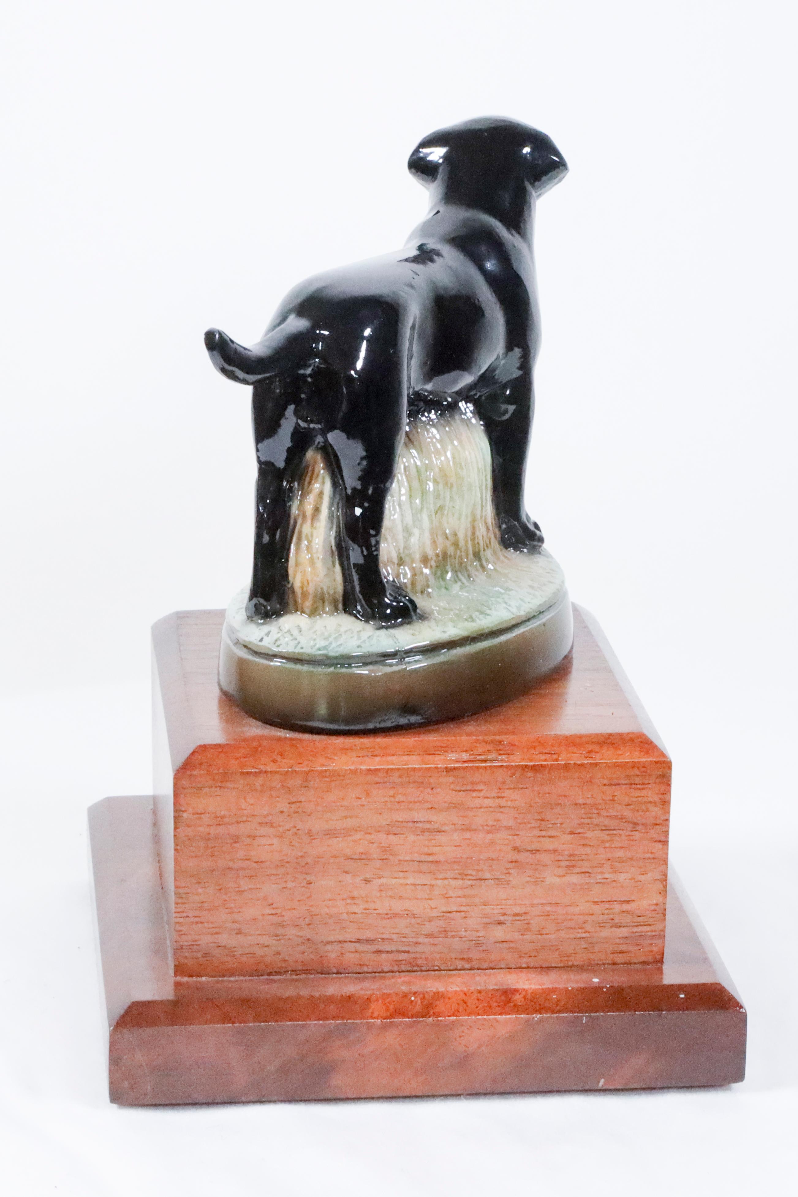 Black Labrador Retriever hand  cast and hand painted mounted on a wood base  For Sale 2
