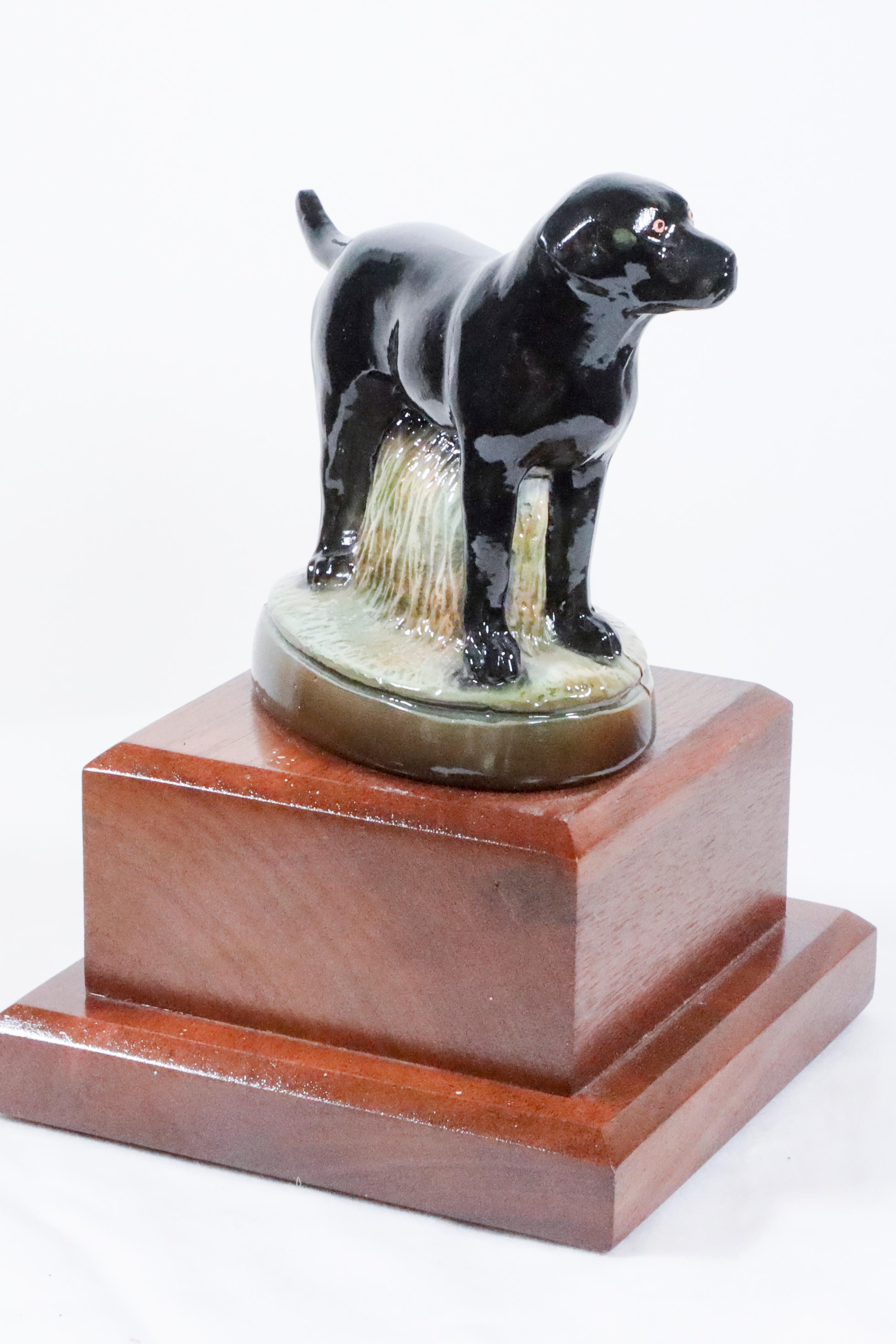 Black Labrador Retriever hand  cast and hand painted mounted on a wood base  For Sale 3