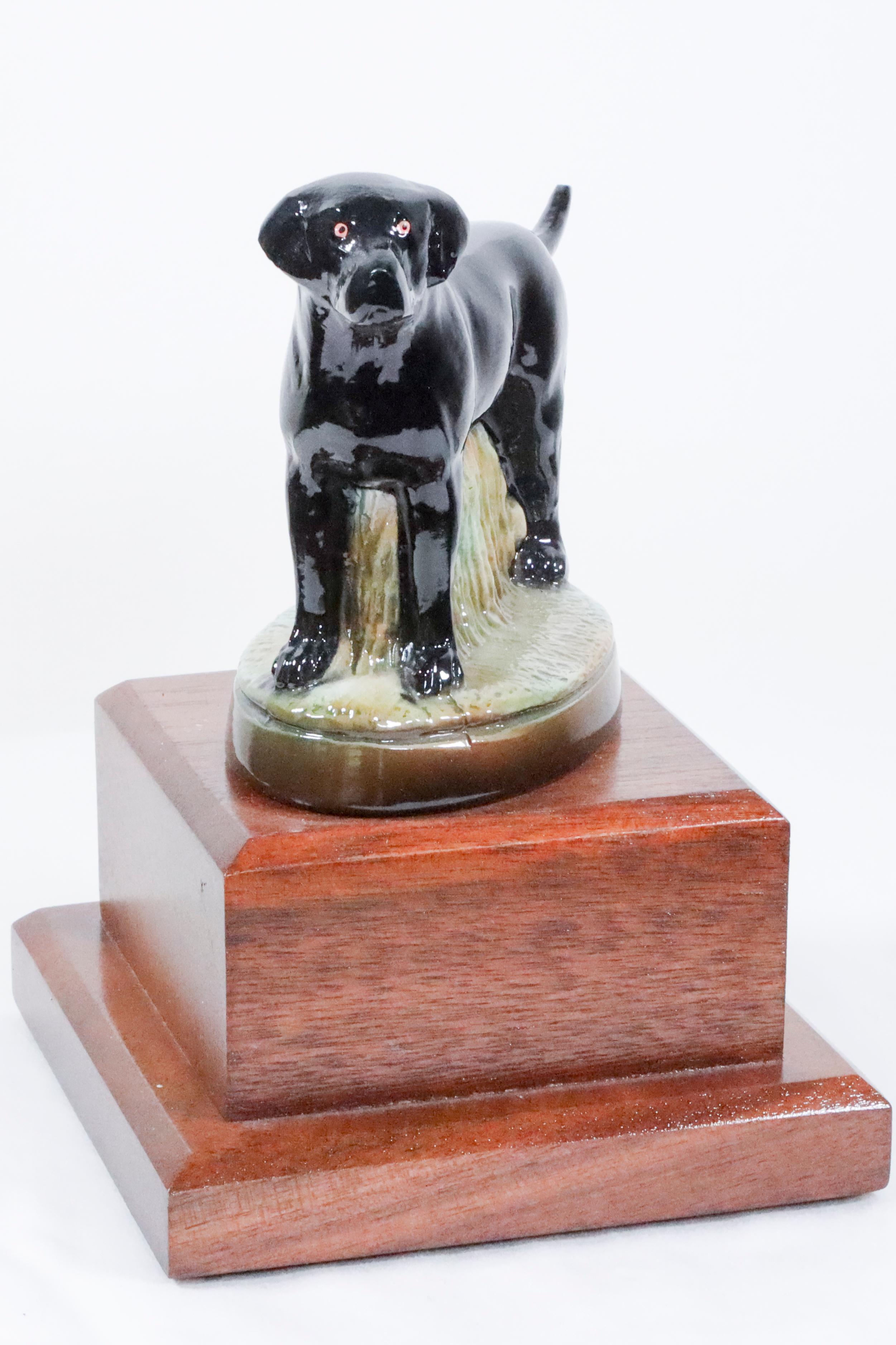 Black Labrador Retriever hand  cast and hand painted mounted on a wood base  For Sale 4