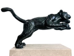 Black Panther Bronze Sculpture S. K. Initials  