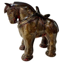 Escultura de Caballo de Bronce Estilo Botero