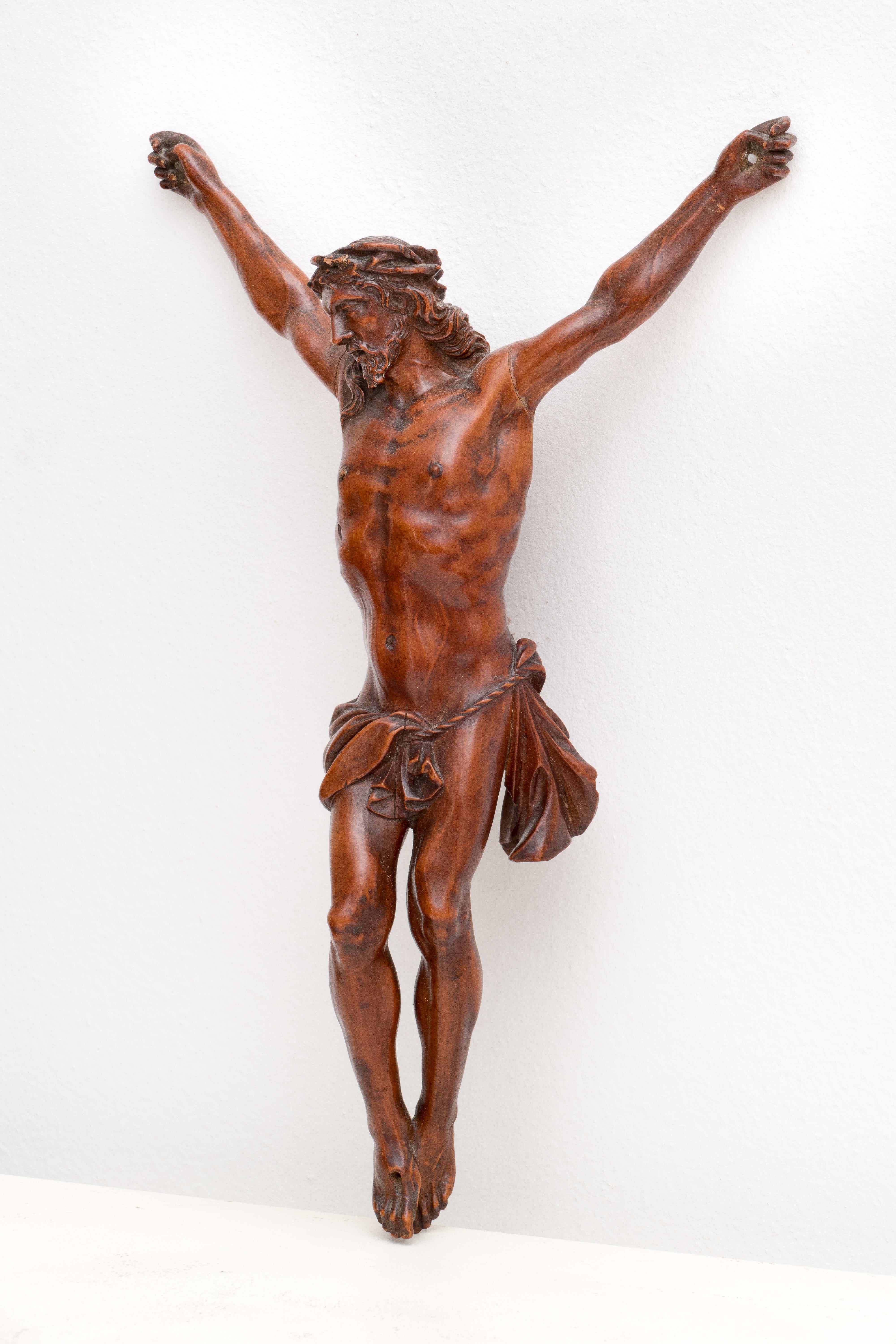 ANTIQUE italienische BOXWOOD SculPTURE OF CHRIST aus dem 18. Jh. – Sculpture von Unknown