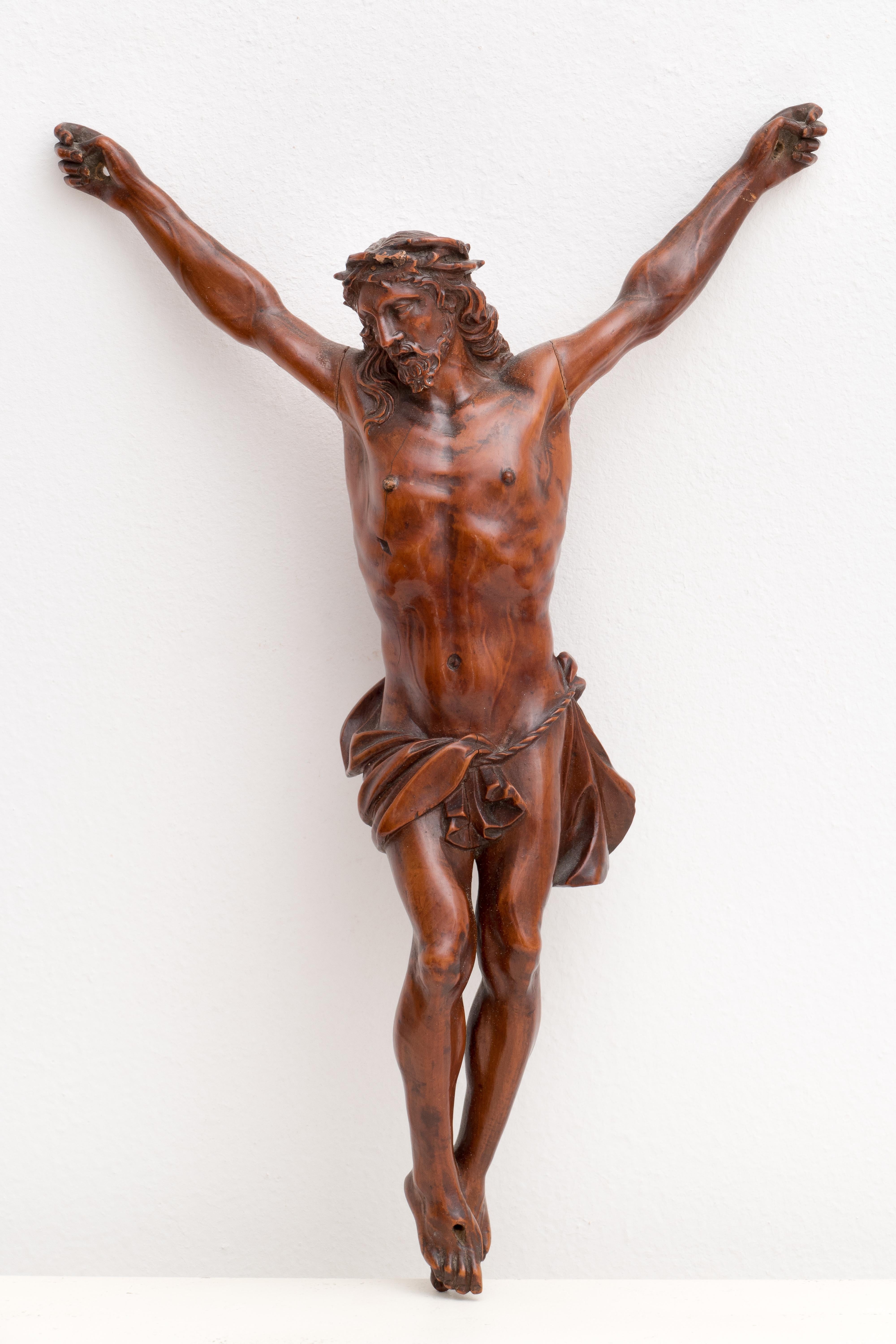 Unknown Figurative Sculpture – ANTIQUE italienische BOXWOOD SculPTURE OF CHRIST aus dem 18. Jh.