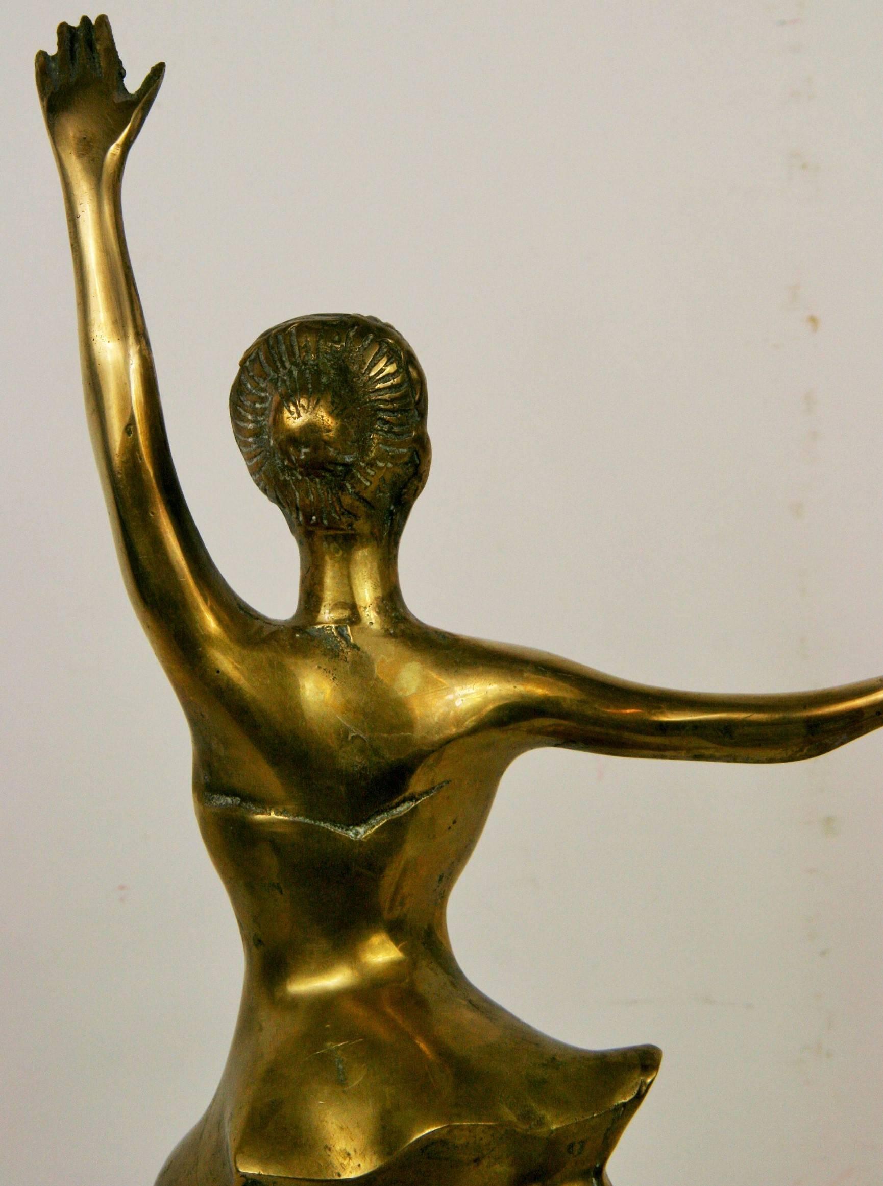 Brass Ballerina Sculpture - Beige Figurative Sculpture by Unknown