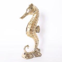 Used Brass Seahorse Sculpture