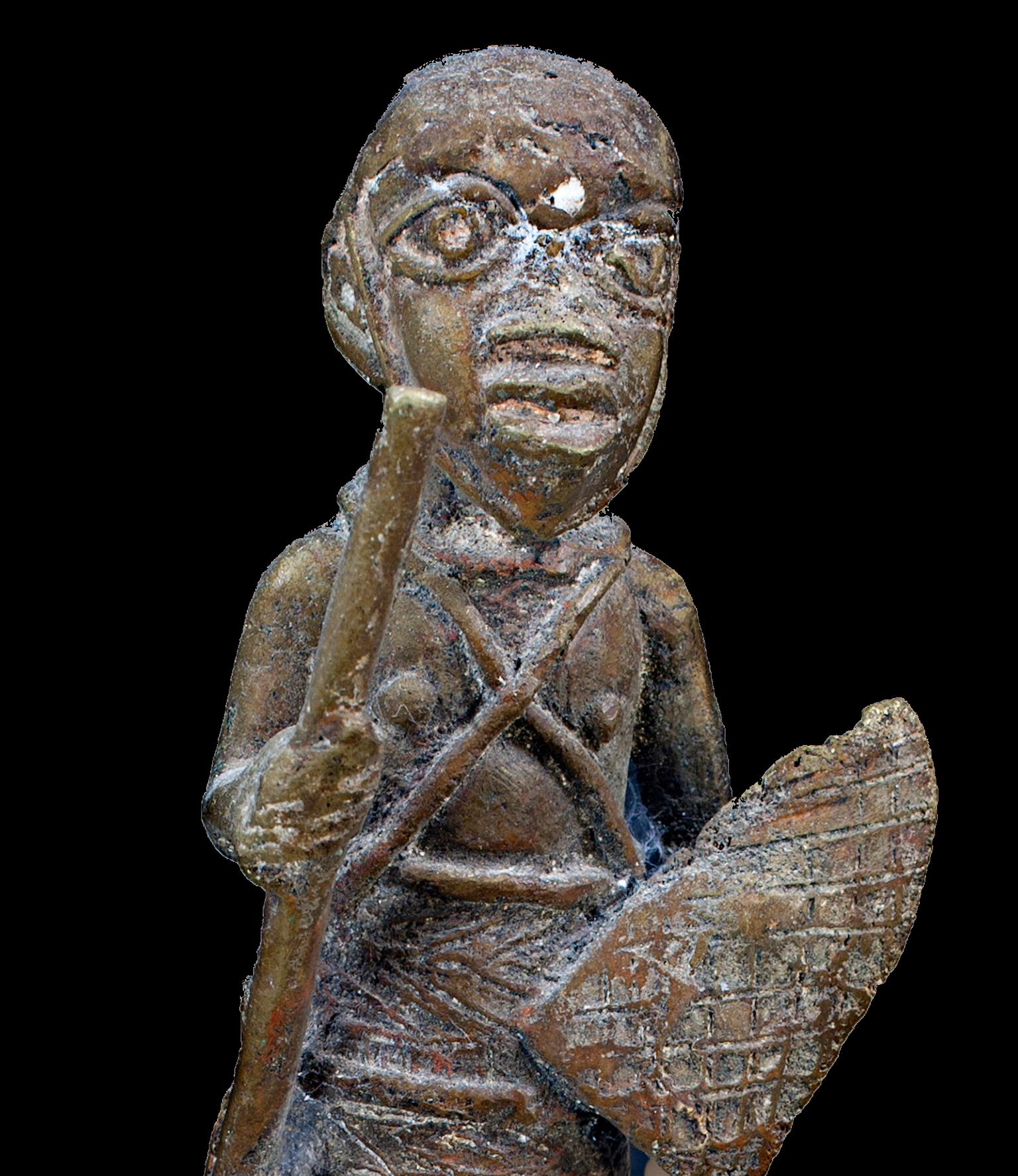 Bronze Benin Medicine Jar, Late 19th Century, African (Nigeria) - Sculpture by Unknown
