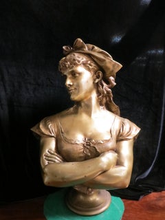 Bronze Bust Lady After Leop Harze