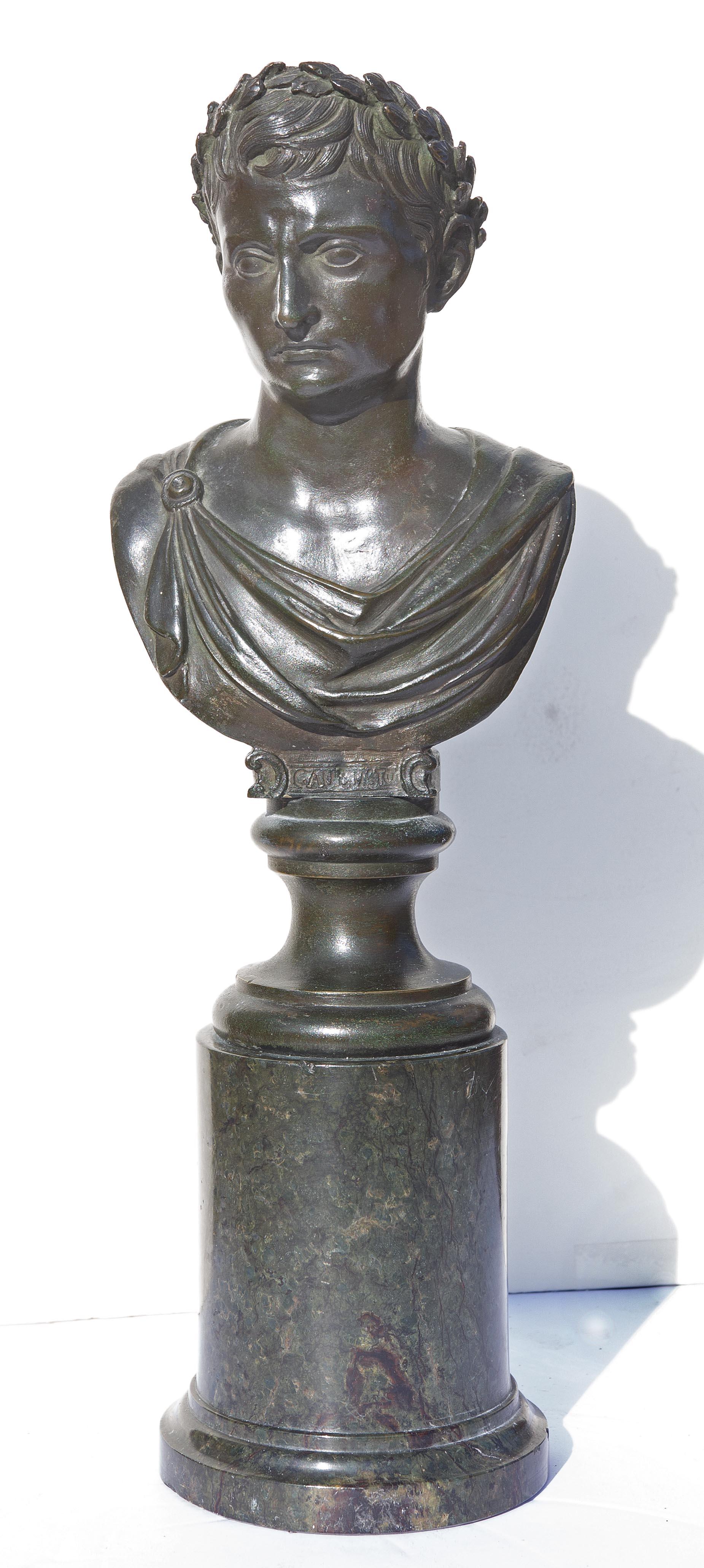 Bronze Bust of Octavius or Caesar Augustus 19th Century Grand Tour 1