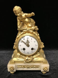 Bronze French Mantel Clock single putti