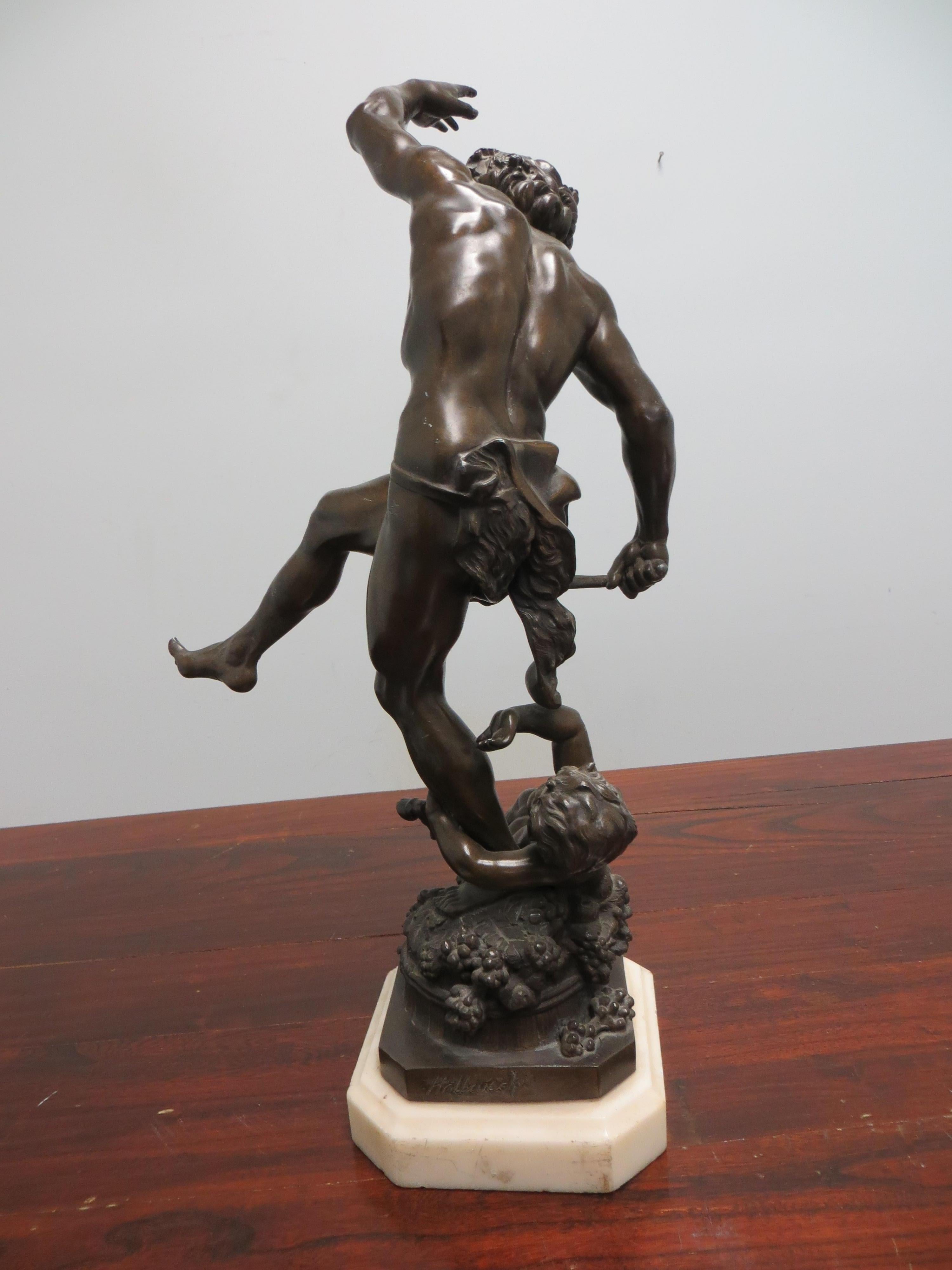 Bronze of a Dancing Bacchus with a child Faun  2