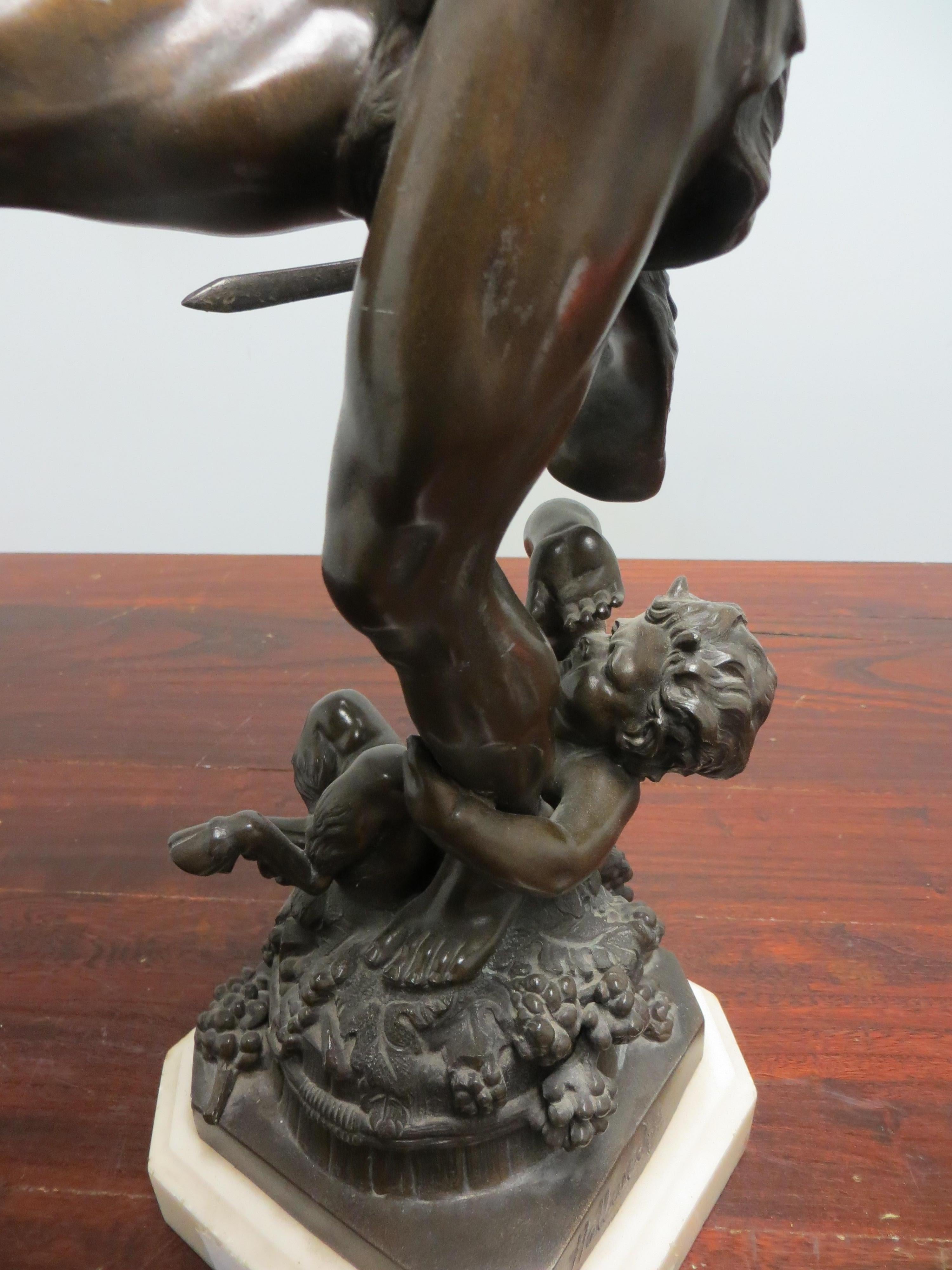 Bronze of a Dancing Bacchus with a child Faun  3