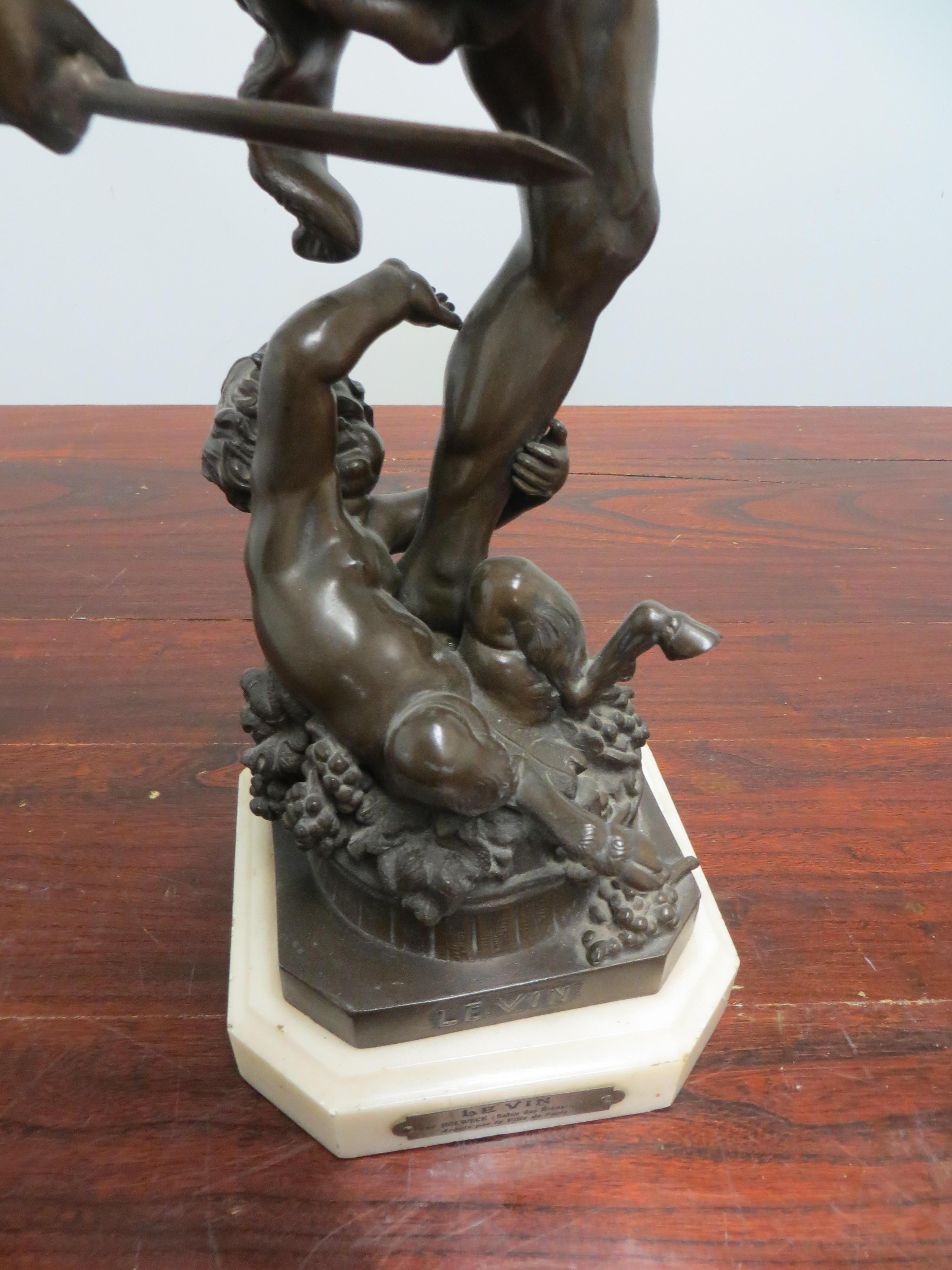 Bronze of a Dancing Bacchus with a child Faun  5