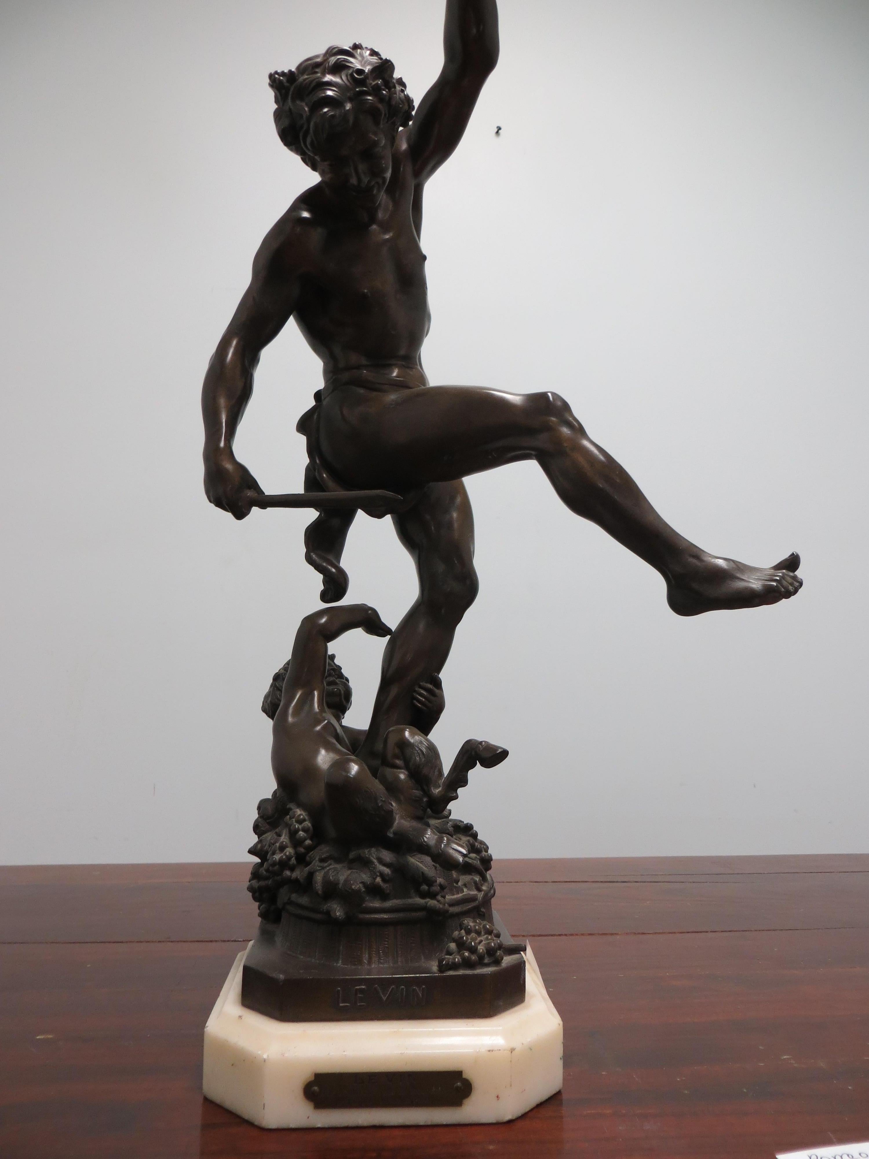  Louis Holweck Regulates Bacchus Fauna Sculpture Statue Faun Wine. Spelter with brown patina signed Louis Holweck (1861-1935) entitled Le Vin. ...
Bronze, 