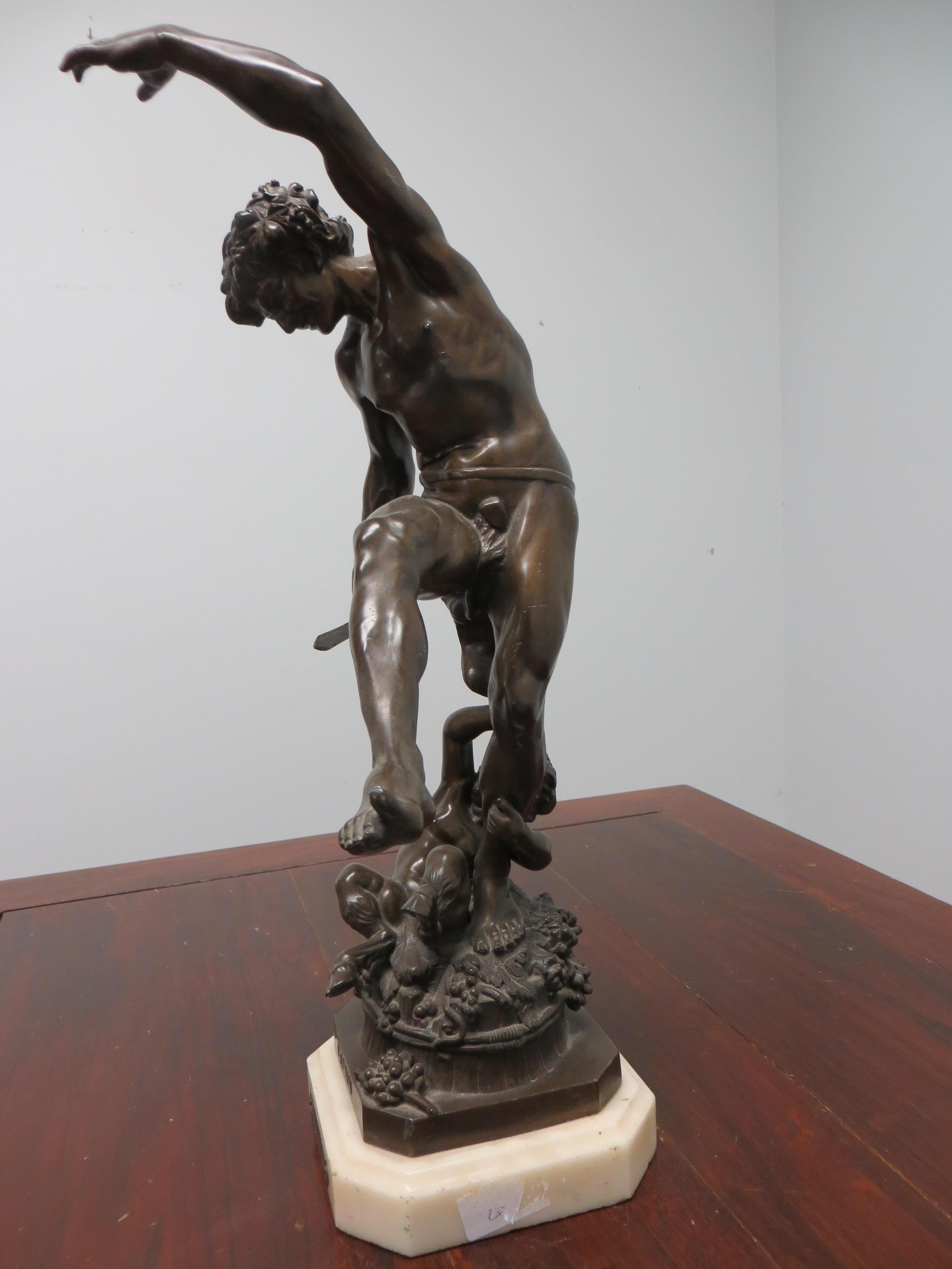 Bronze of a Dancing Bacchus with a child Faun  1