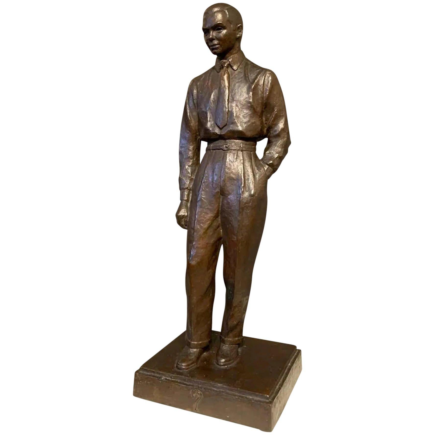 Unknown Figurative Sculpture - Bronze of a Gentleman or Businessman
