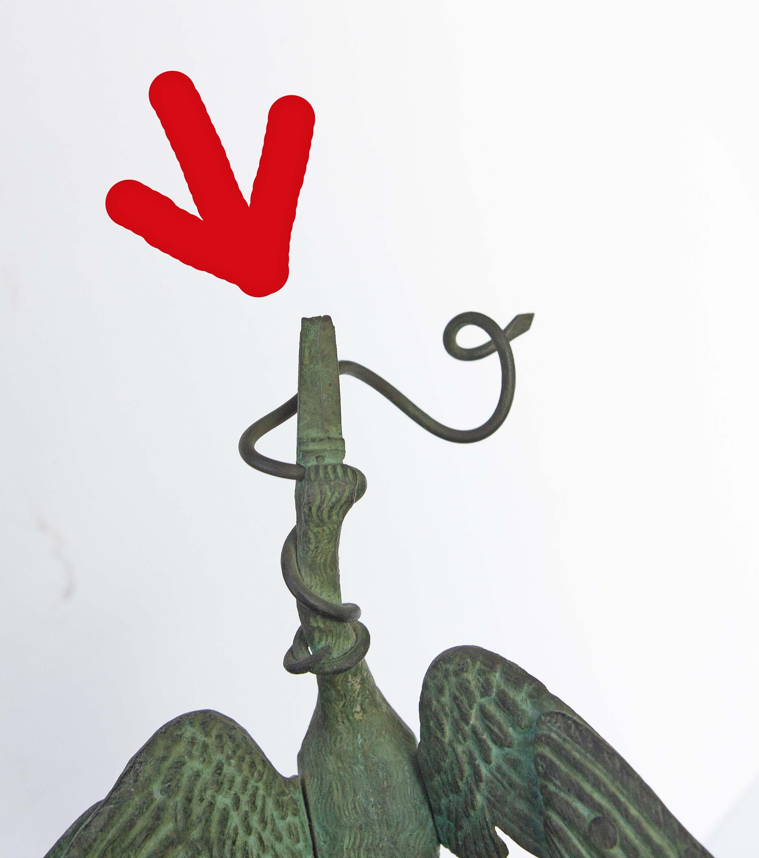 Römische Bronze-Ölgemäldelampe Mercury und fliegende Kraniche Grand Tour im Angebot 4