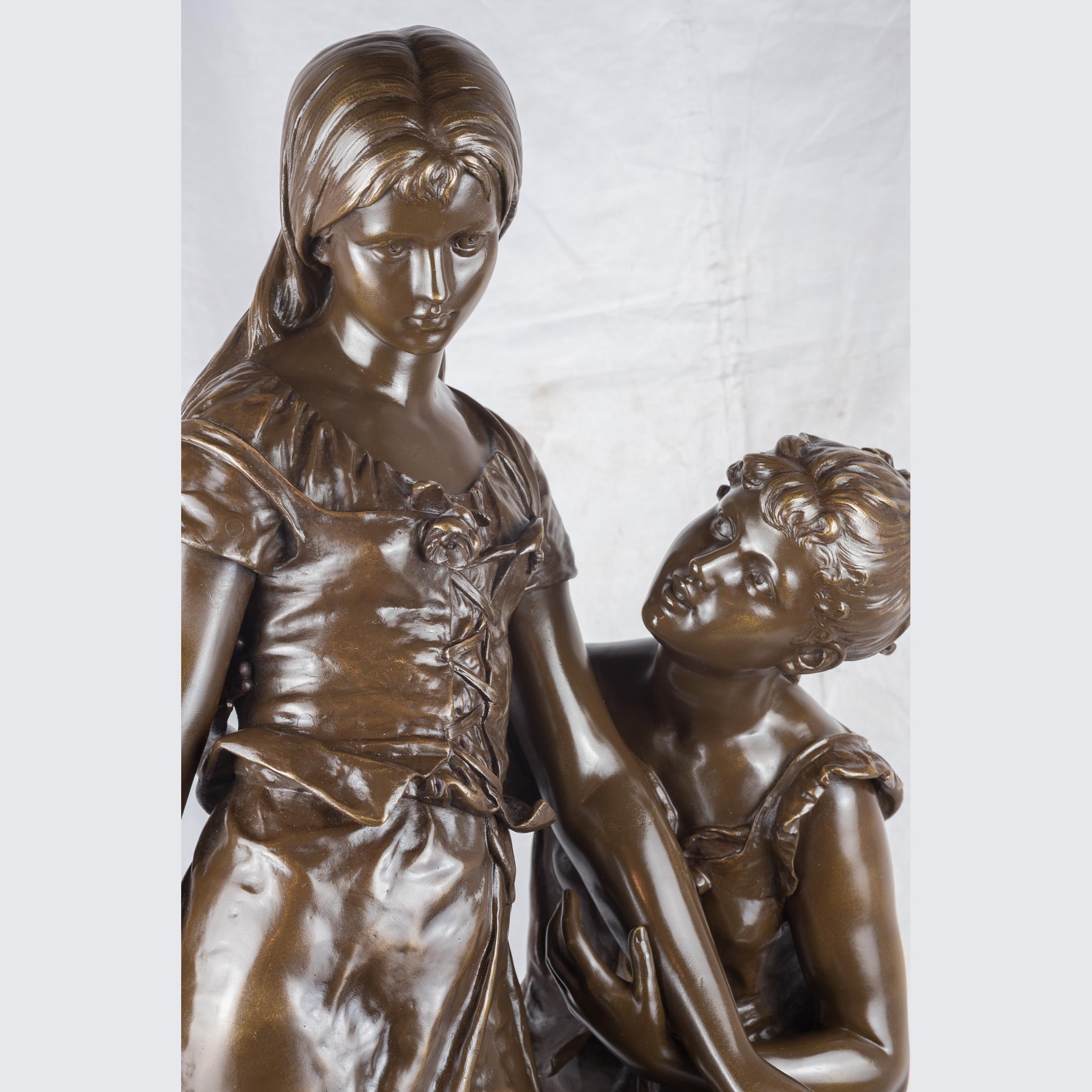 Bronze sculpture of Two Beauties - Sculpture by Hippolyte François Moreau