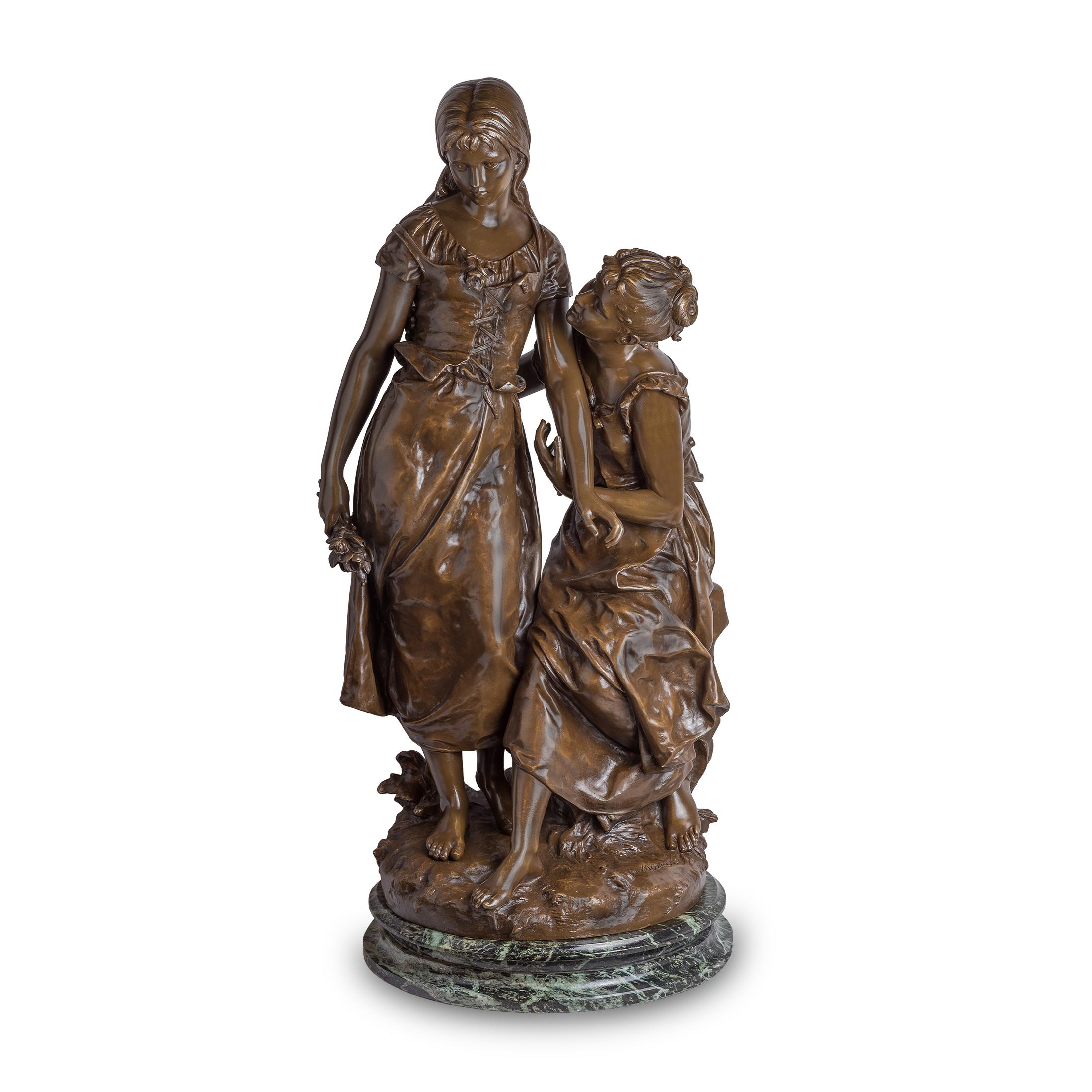 Hippolyte François Moreau Figurative Sculpture - Bronze sculpture of Two Beauties