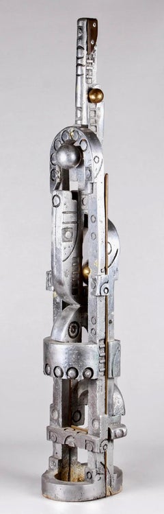 Brutalist Aluminum Brass Contemporary Totem Sculpture Abstract non objective