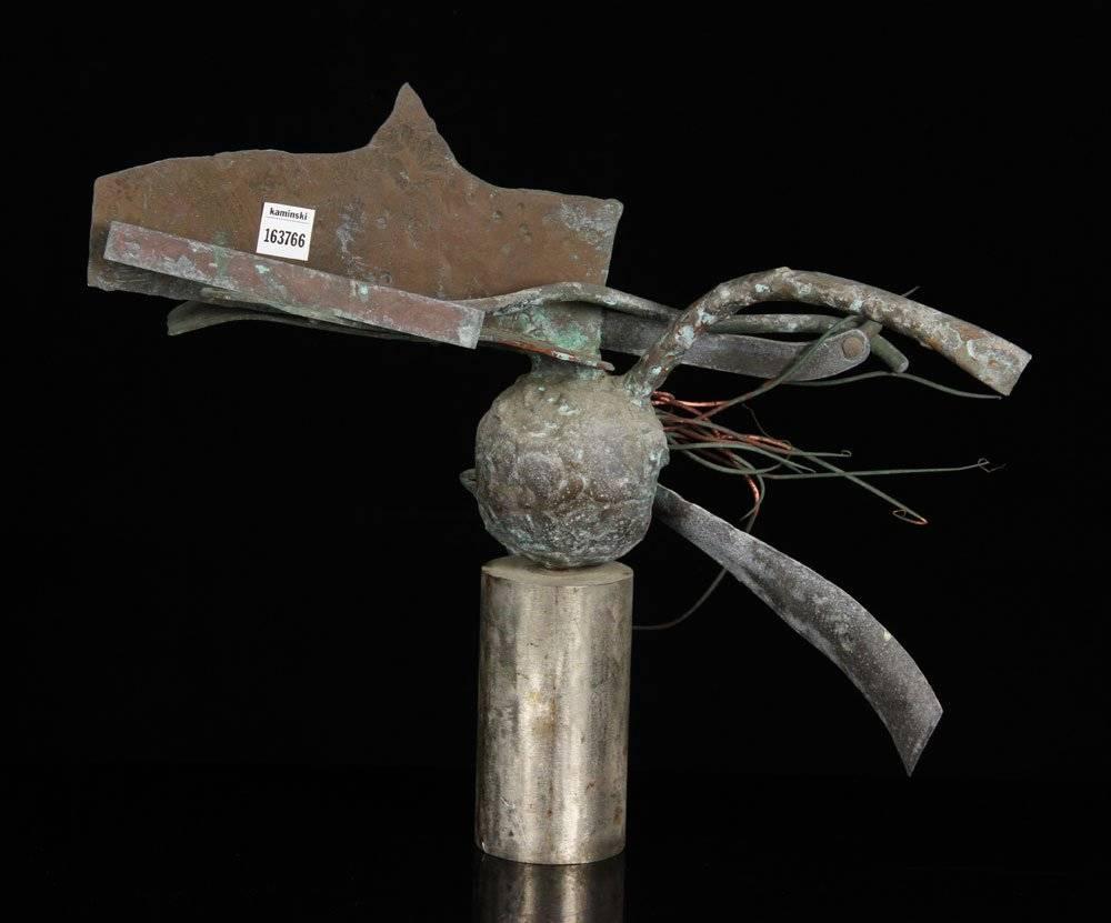 Brutalist Bronze Abstract Modernist Sculpture - Gold Abstract Sculpture by Unknown