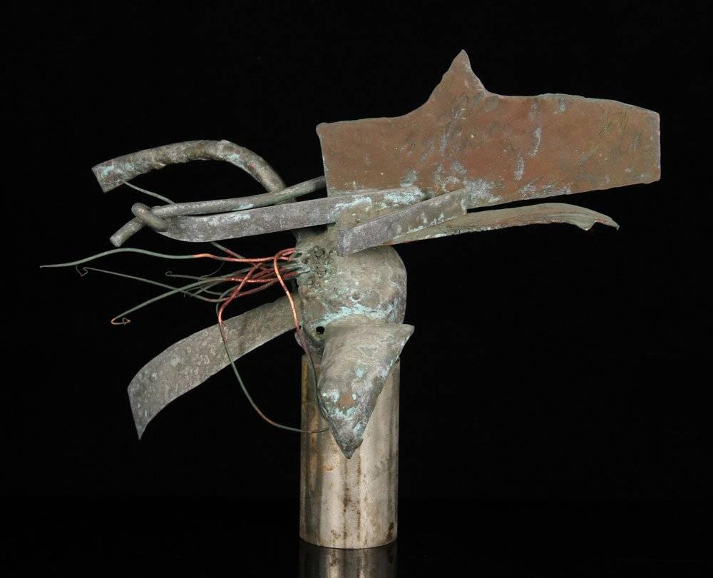 Unknown Abstract Sculpture - Brutalist Bronze Abstract Modernist Sculpture