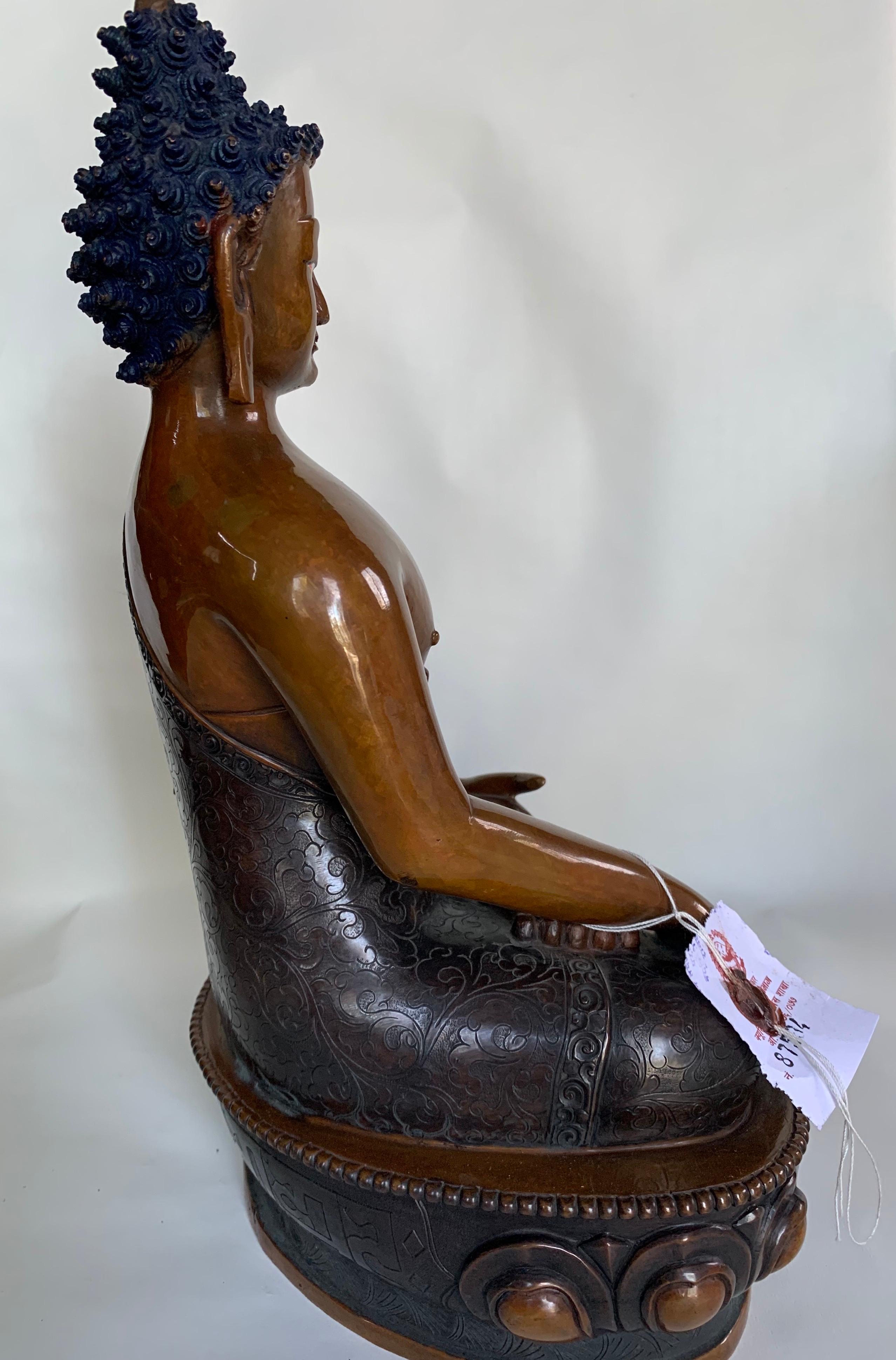 Buddha Statue 12 Inch Handcrafted by Lost Wax Process - Other Art Style Sculpture by Unknown