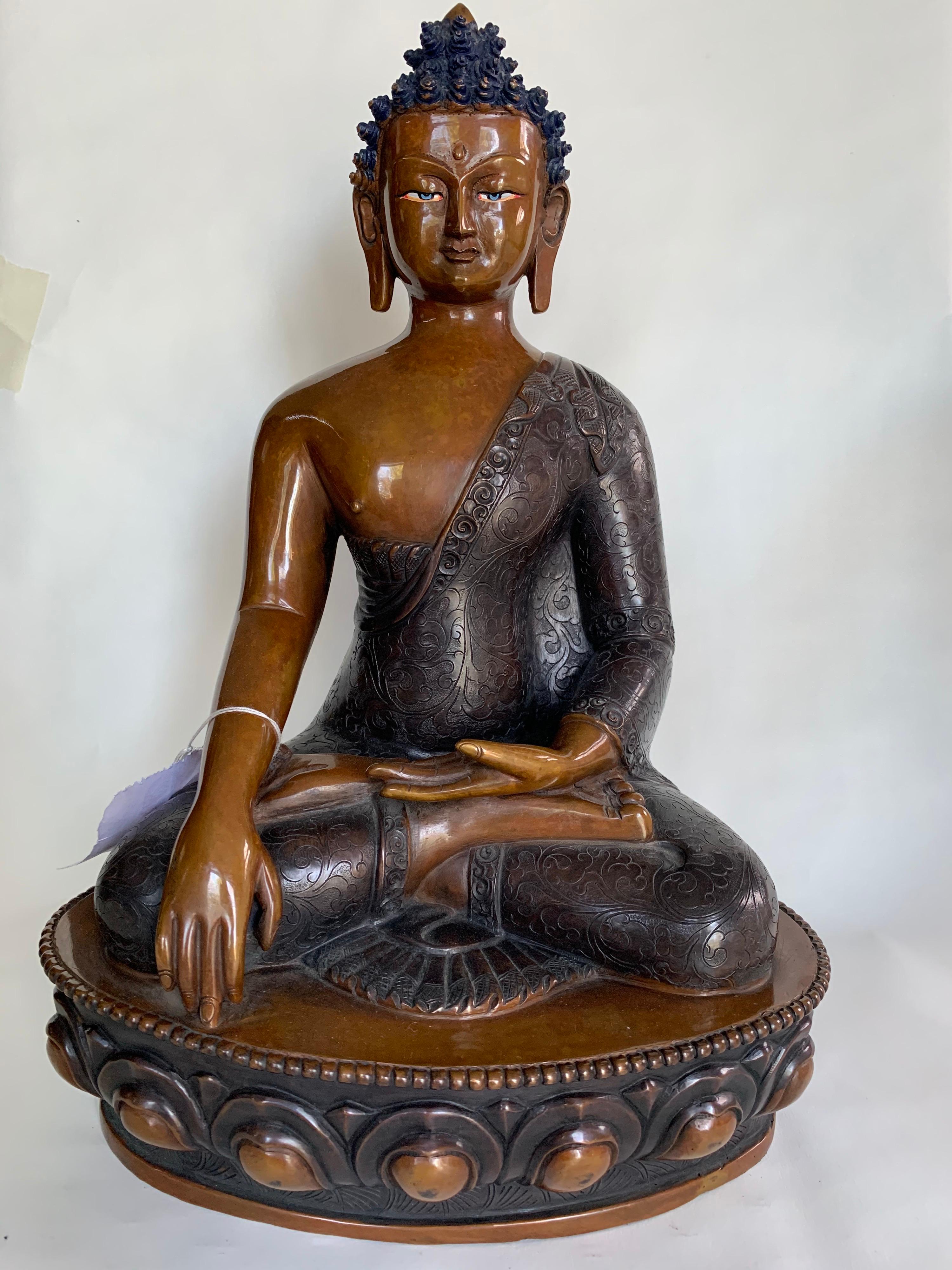 Statue de Bouddha de 12 pouces fabriquée à la main par le procédé de la cire perdue