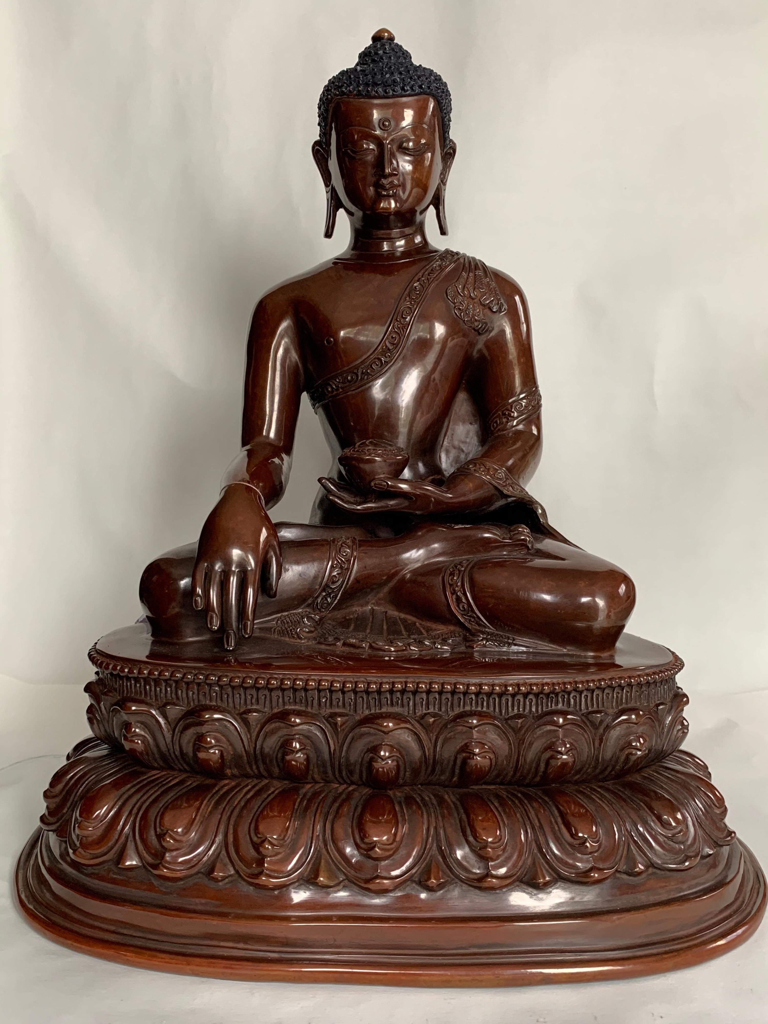 Unknown Figurative Sculpture - Buddha Statue 12 Inch Handcrafted by Lost Wax Process