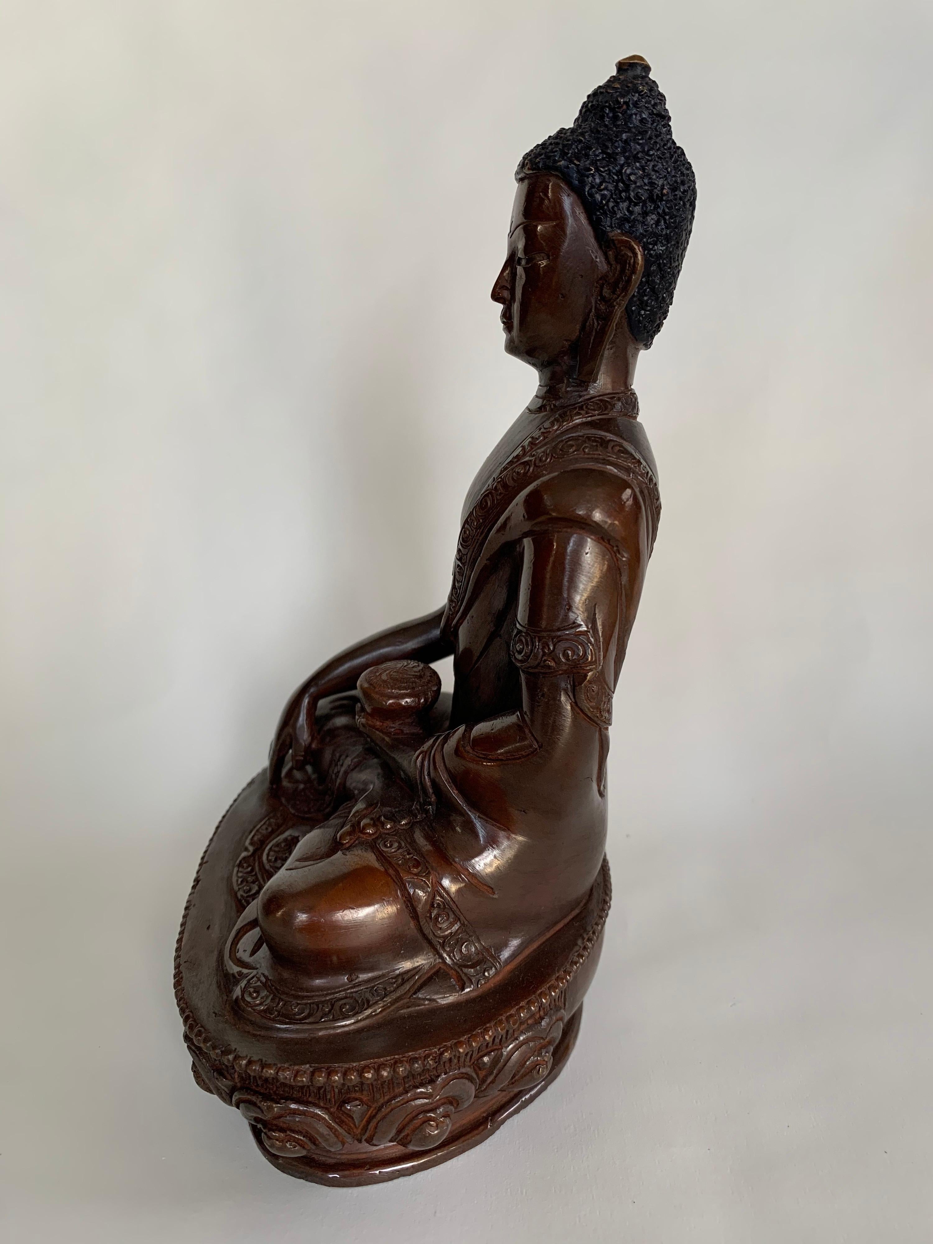 Buddha Statue 7.5 Inch Handcrafted by Lost Wax Process - Other Art Style Sculpture by Unknown