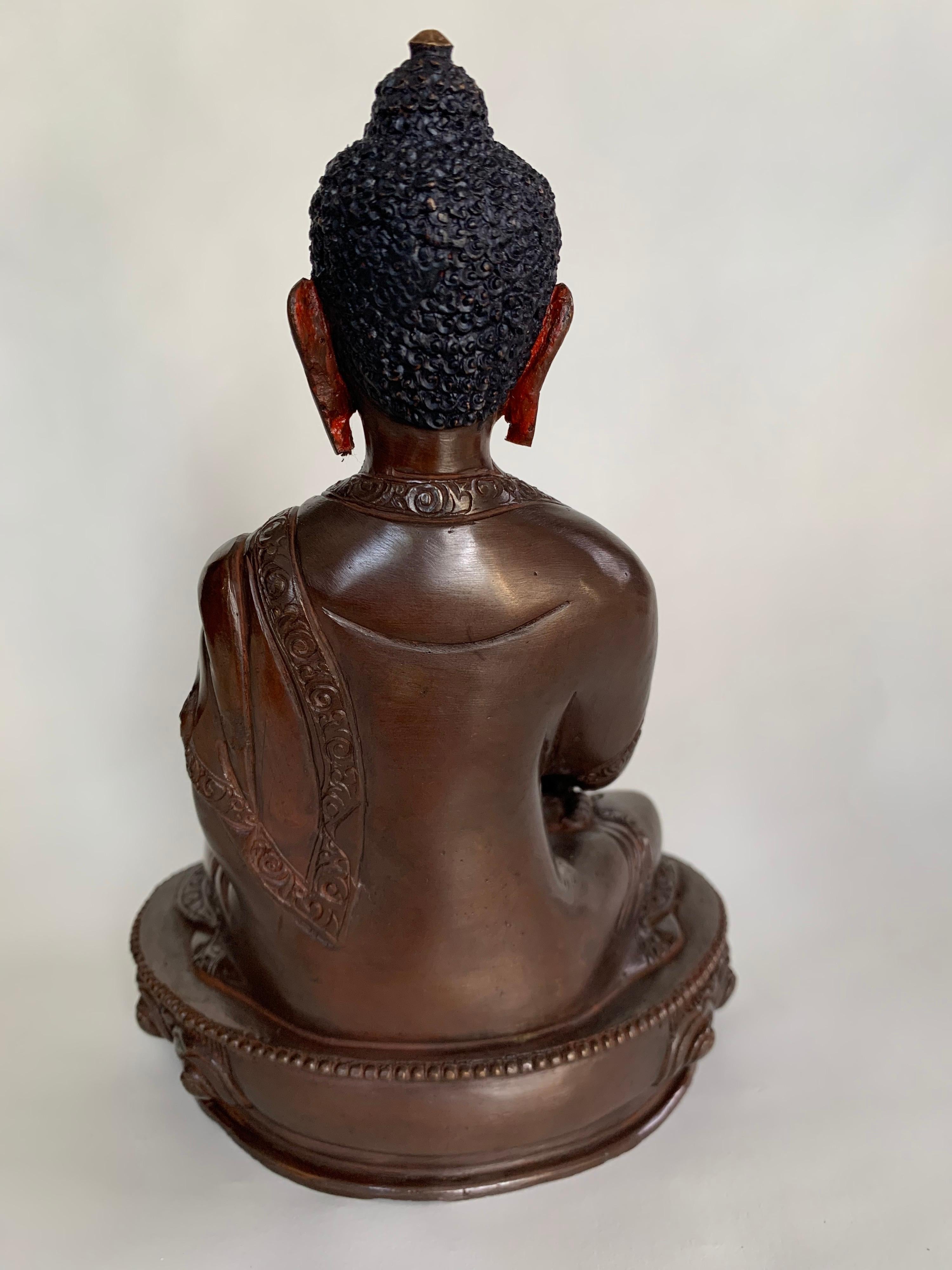 Buddha Statue 7.5 Inch Handcrafted by Lost Wax Process - Gray Figurative Sculpture by Unknown