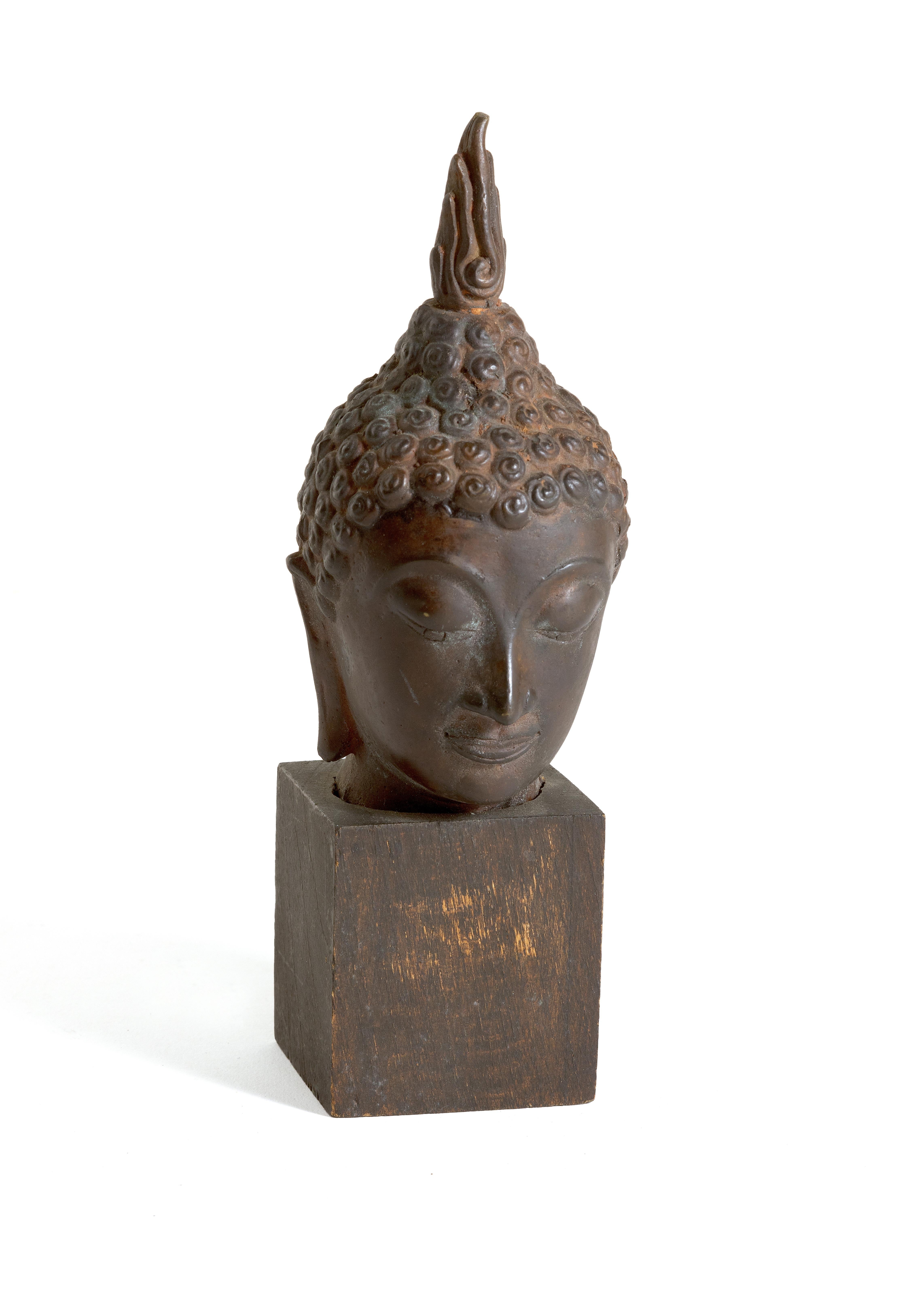 Burma, thailändischer Bronzekopf eines Buddha (Original) im Angebot 3