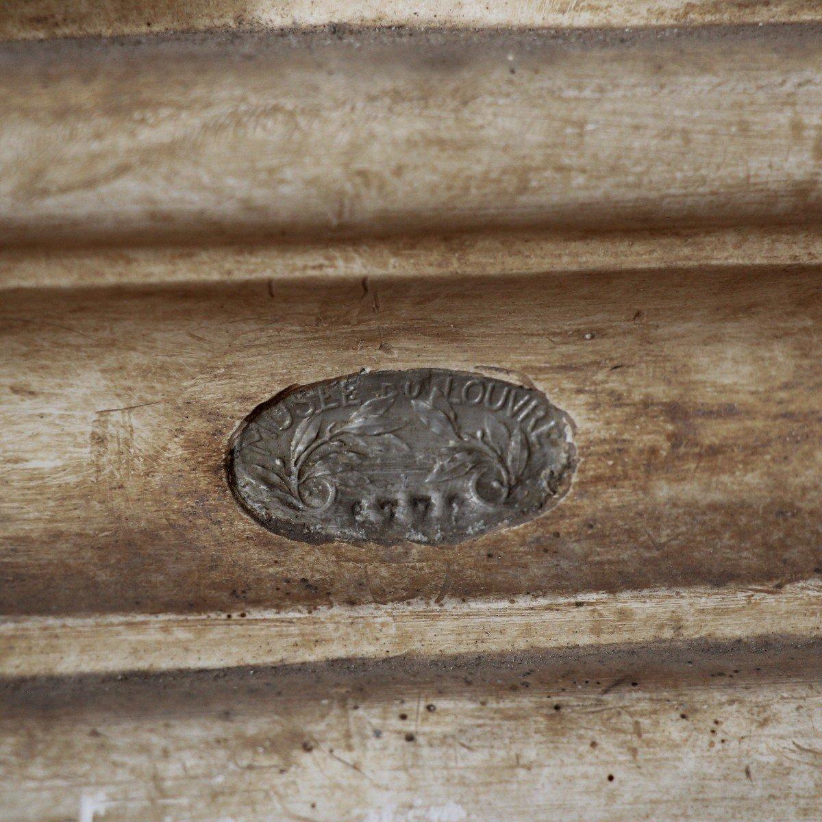 Buste en plâtre patiné « style terre cuite » du 19ème siècle avec sceau du Louvre en vente 2