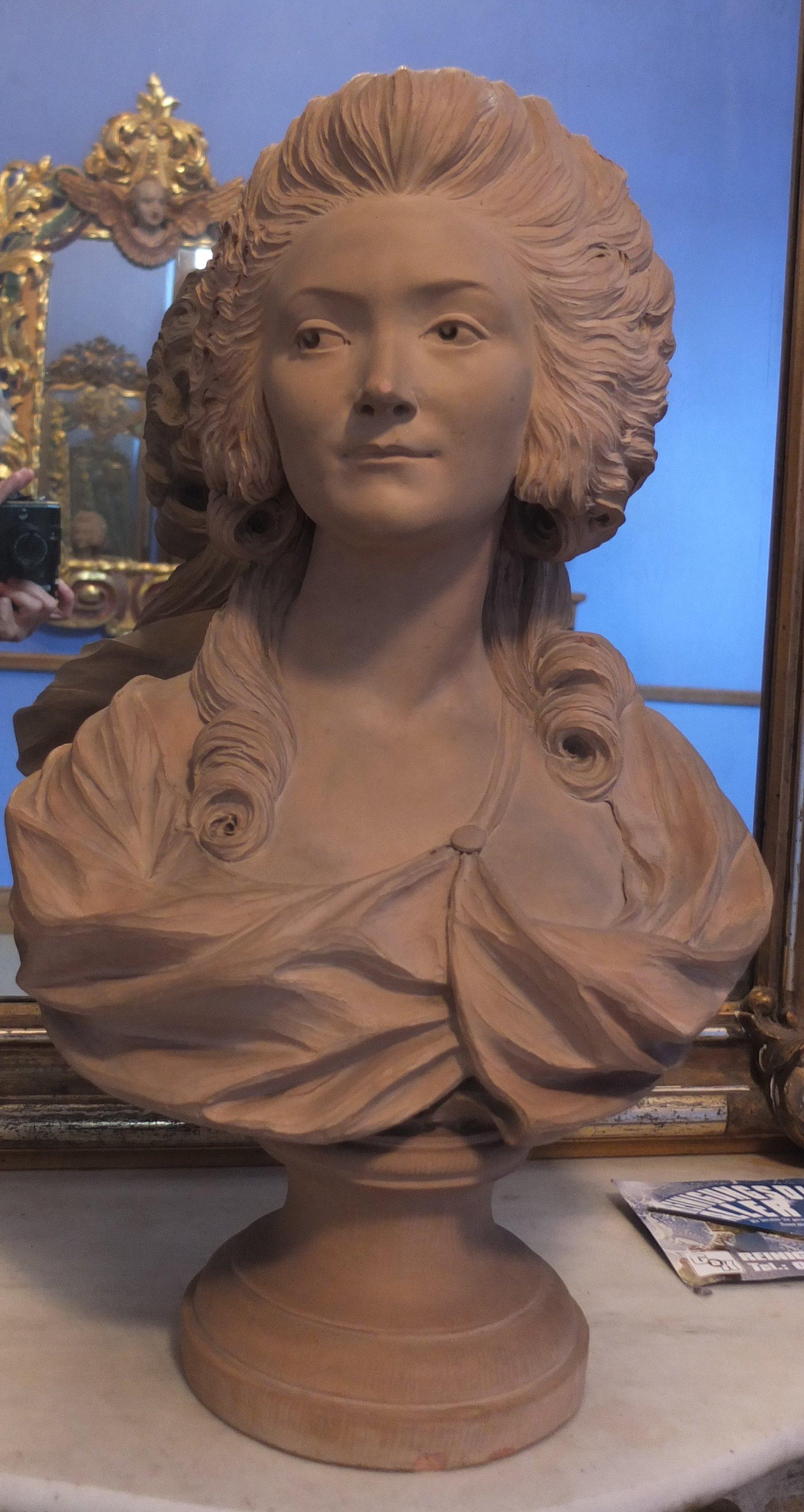 Bust of a Lady, Madame Comtesse Du Barry, Terracotta Bust, French Antique School For Sale 5