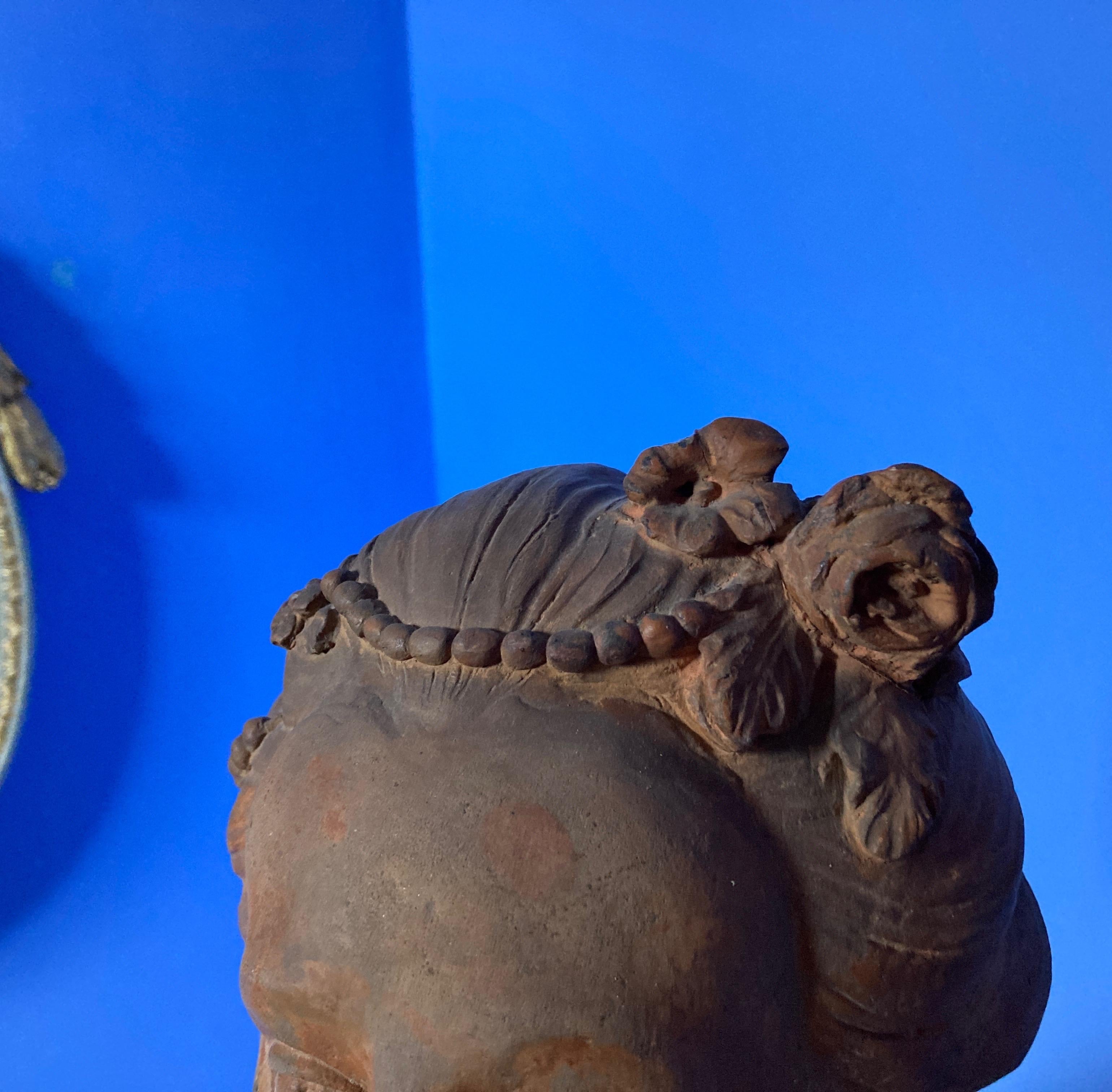 Busto de Dama, prob Reina Elisabeth Petrowna, Escultura de terracota, Arte Barroco en venta 6