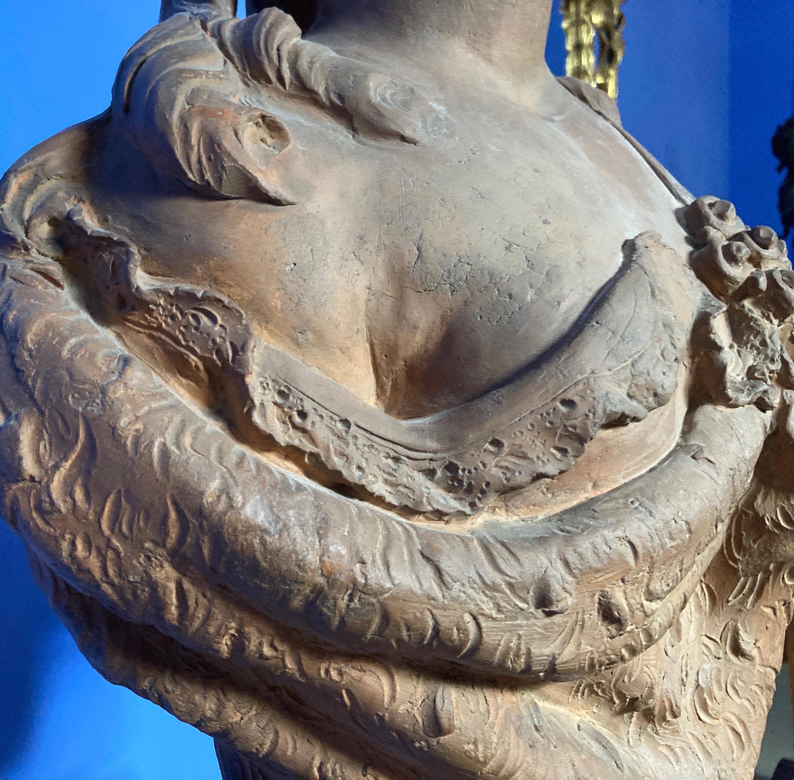 Bust of a Lady, prob Queen Elisabeth Petrowna, Terracotta Sculpture, Baroque Art For Sale 6