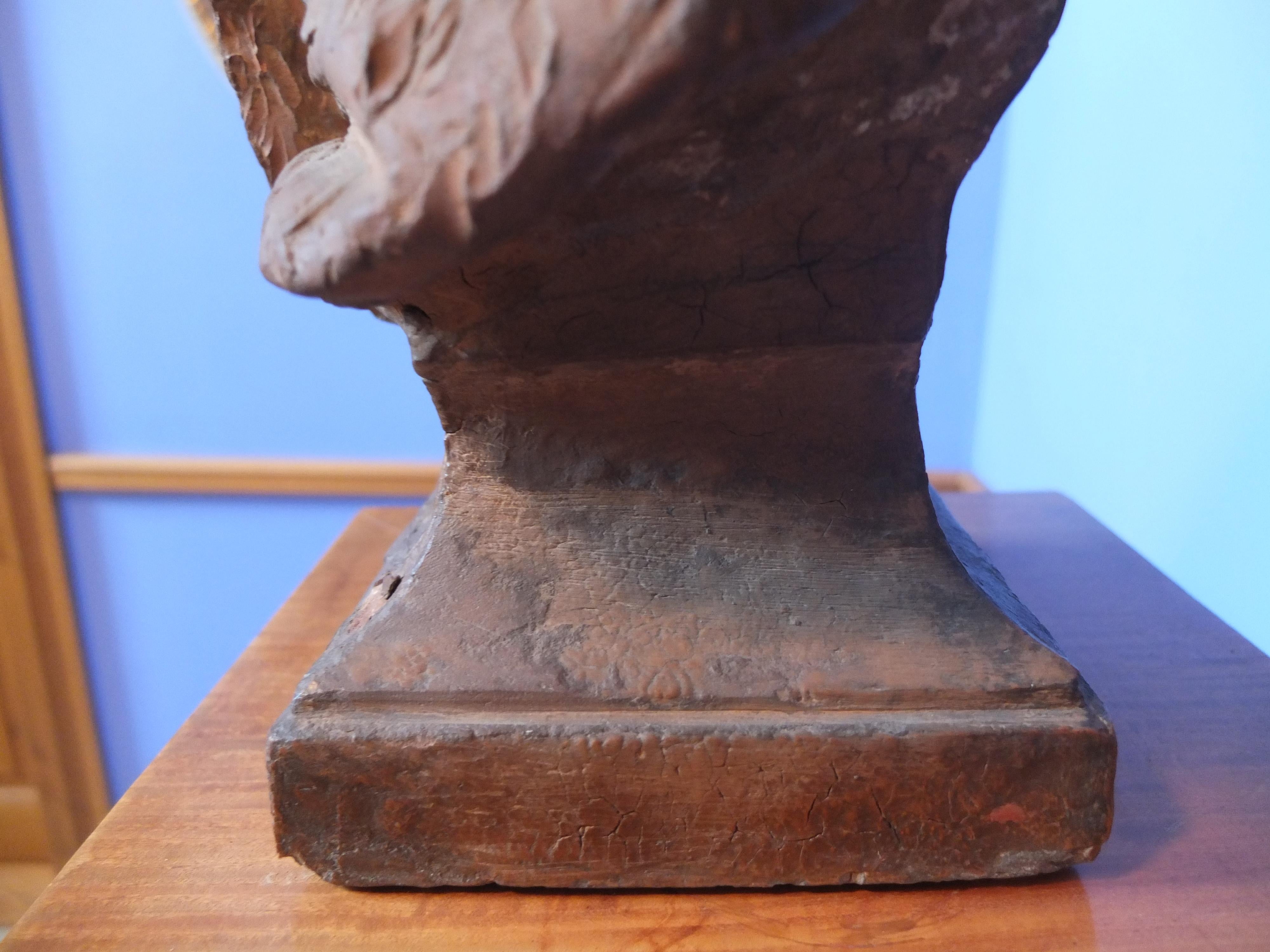 Bust of a Lady, prob Queen Elisabeth Petrowna, Terracotta Sculpture, Baroque Art For Sale 14