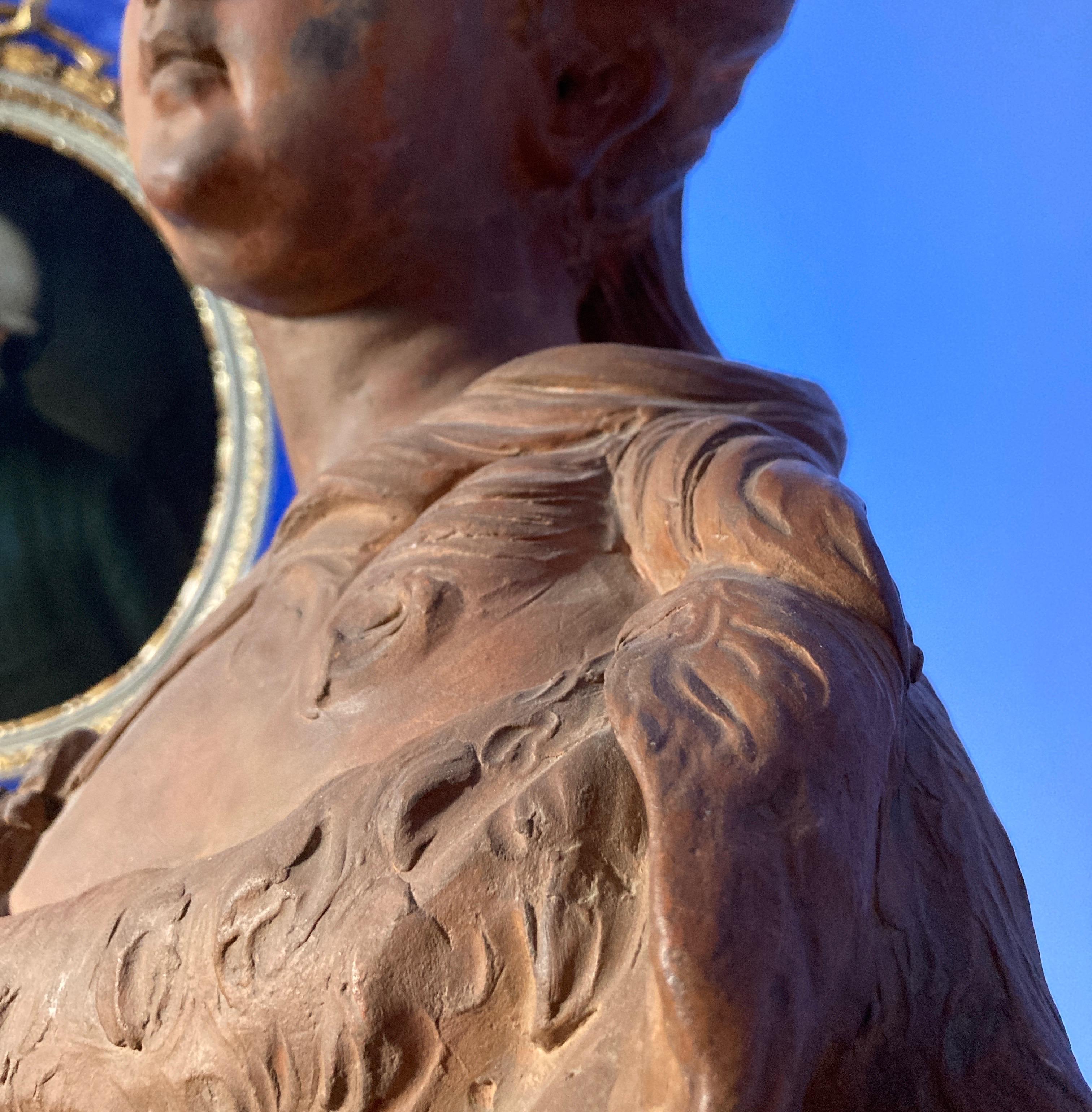 Buste de la reine Elisabeth Petrowna, sculpture en terre cuite, art baroque en vente 1