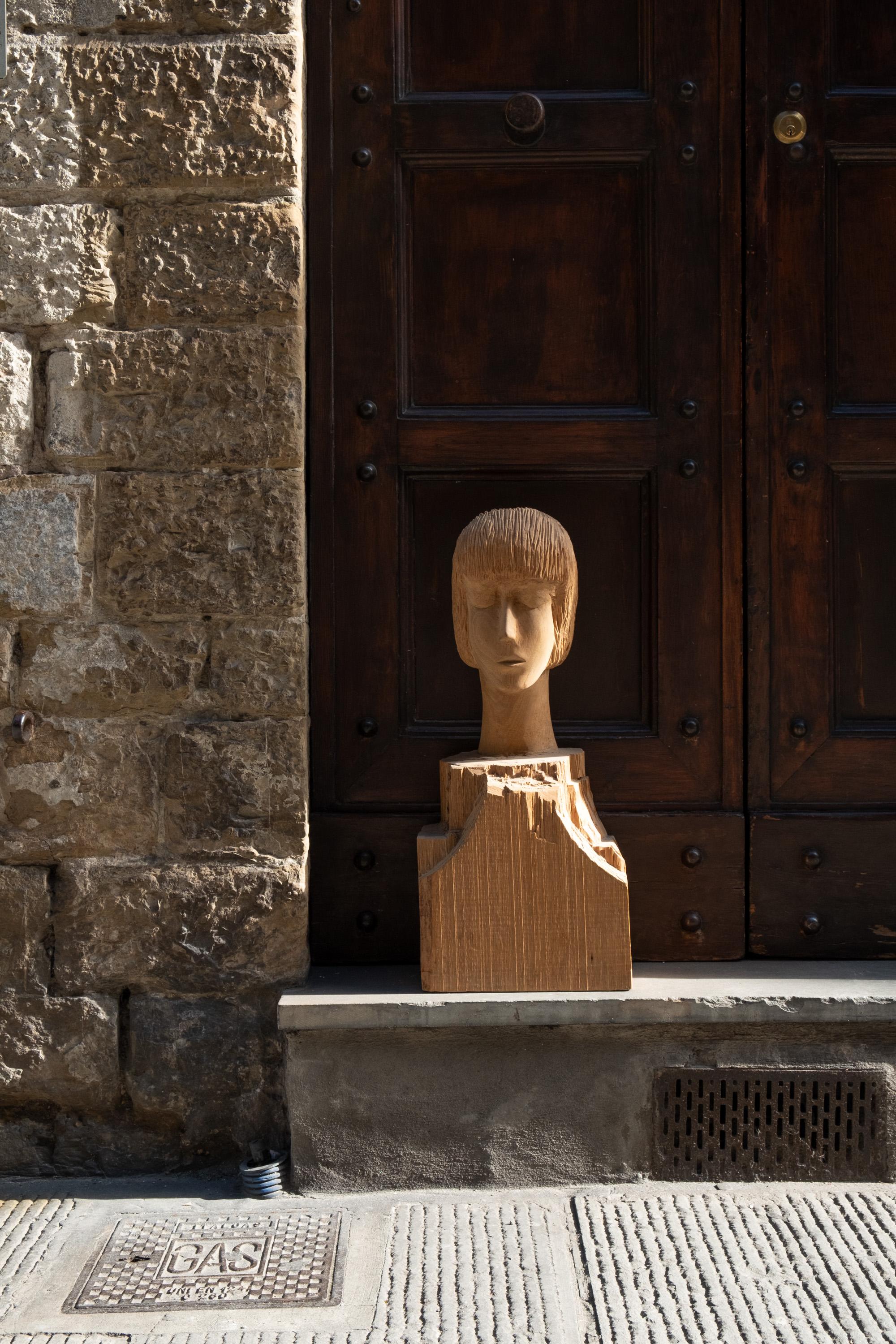 Bust Of A Young Girl In Arte Povera Style. Italy. Mid XX Century. - Sculpture Arte povera di Unknown
