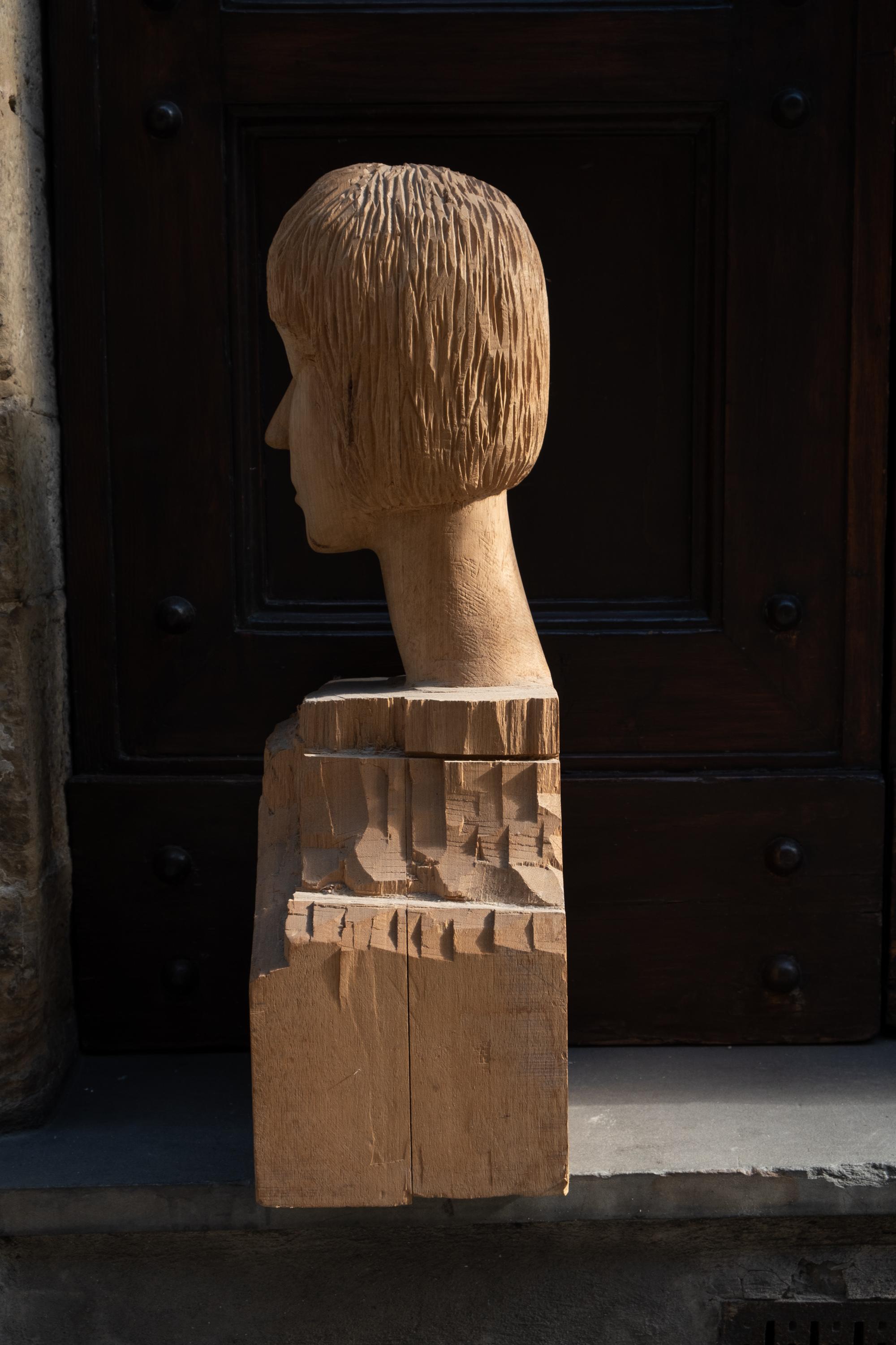 Bust Of A Young Girl In Arte Povera Style. Italy. Mid XX Century. in vendita 1