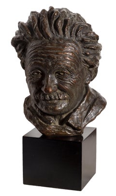 Buste d'Albert Einstein, sculpture en plâtre 1964