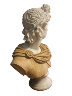 Antike Apollo-Büste aus Carrara-Marmor und gelbem Marmor von unbekanntem Meister, früh 1900