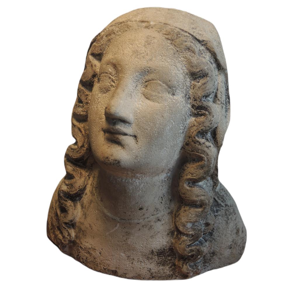 Unknown Figurative Sculpture - Bust of Gothic Virgin. Lorraine, France 14th century