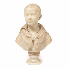 Kinderbüste aus Carrara-Marmor, 1837, signiert von Francesco Stanga