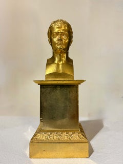 Buste de Napoléon Ier en bronze doré et bronze d'orfèvrerie d'époque Empire