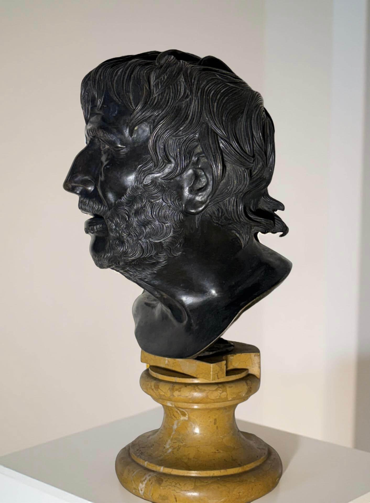 Busto in Bronzo di Seneca o Pseudo-Seneca Italia Napoli fine XVIII-inizi XIX sec - Sculpture di Unknown